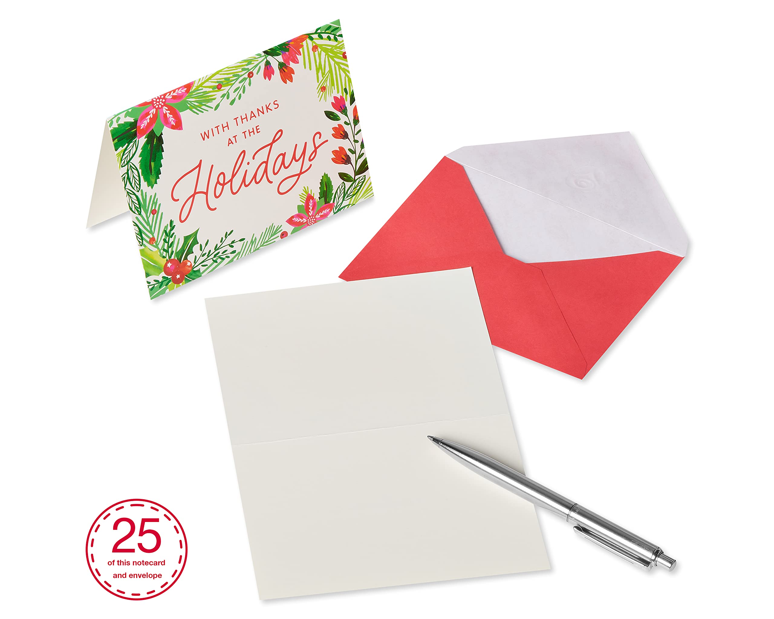 American Greetings Blank Christmas Thank You Cards with Envelopes, Holly (25-Count) - Image 3