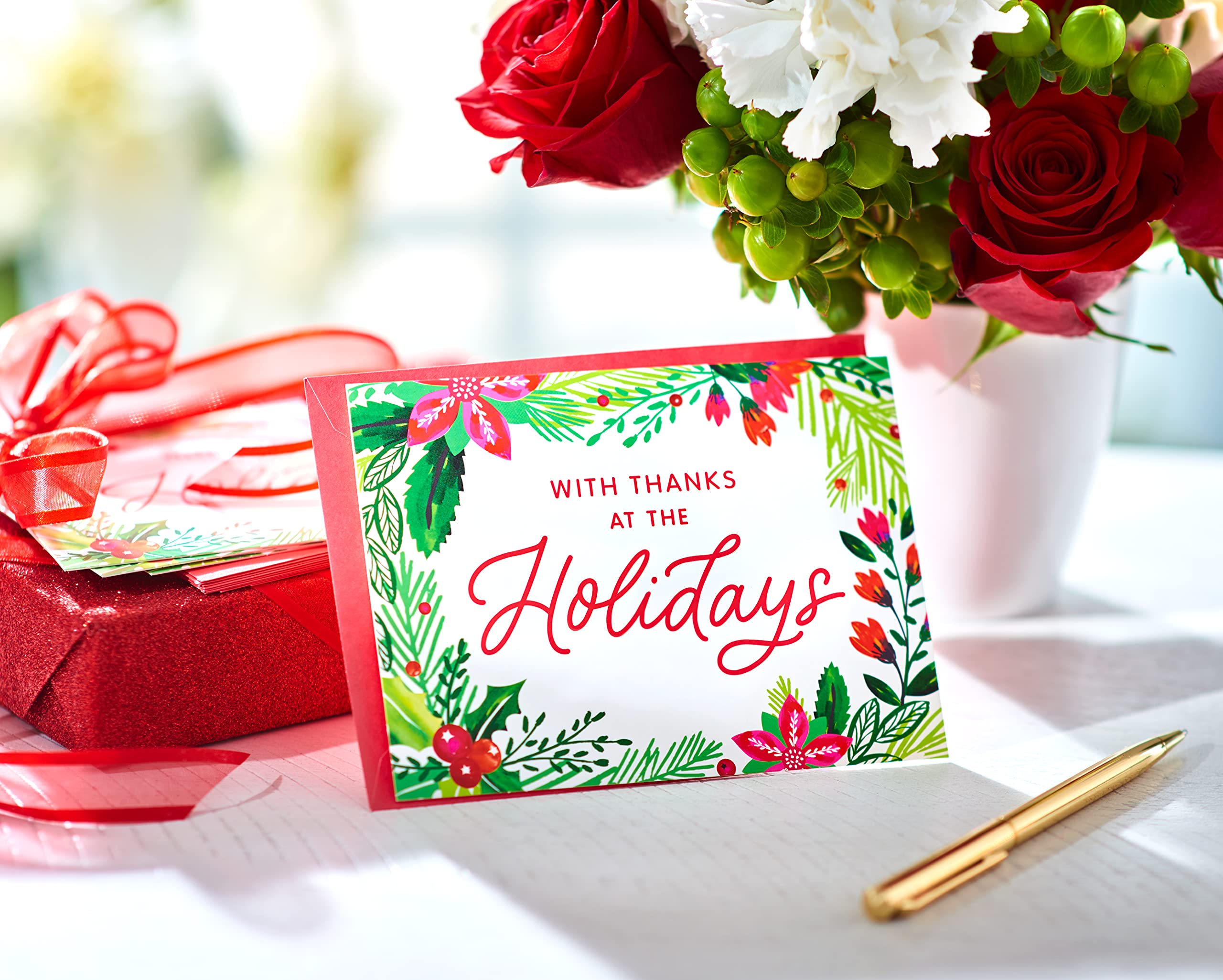 American Greetings Blank Christmas Thank You Cards with Envelopes, Holly (25-Count) - Image 5