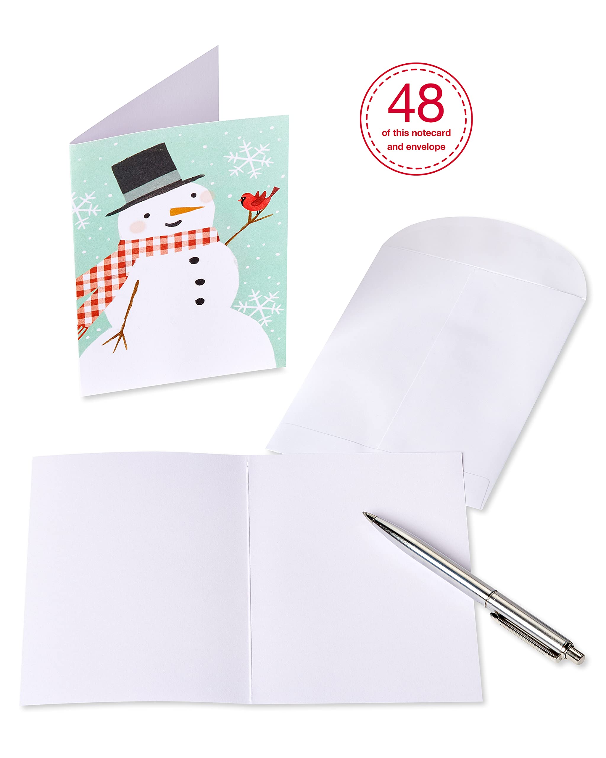 American Greetings Blank Holiday Cards with Envelopes, Snowman (48-Count) - Image 3