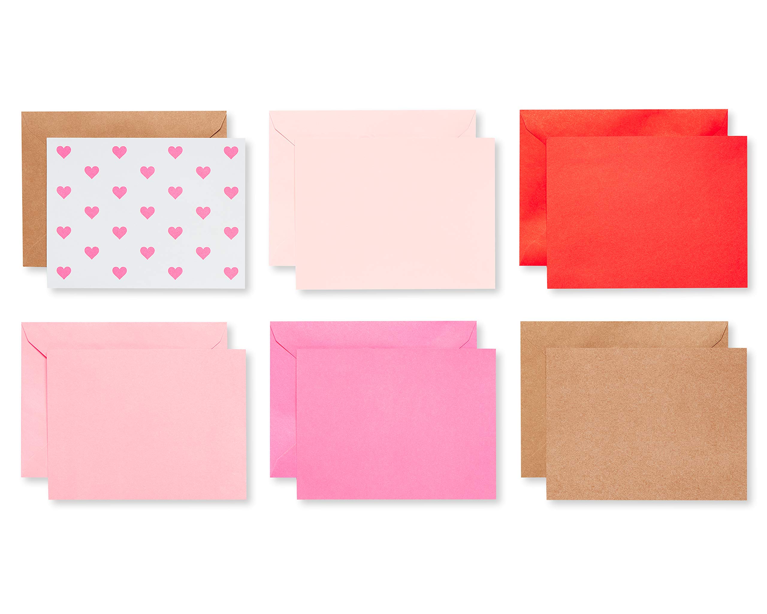 American Greetings Bulk Blank Note Cards with Envelopes, Pink Heart Stationery (200-Count)