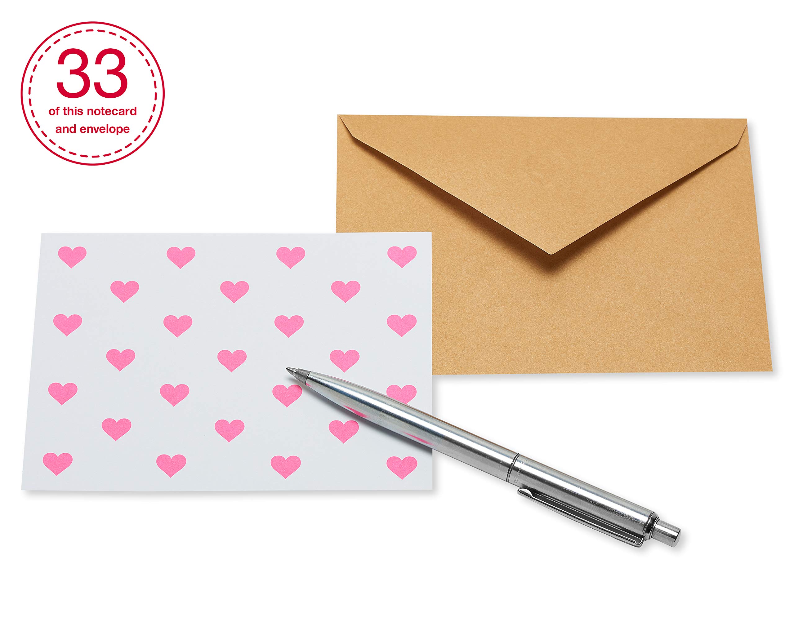 American Greetings Bulk Blank Note Cards with Envelopes, Pink Heart Stationery (200-Count) - Image 3