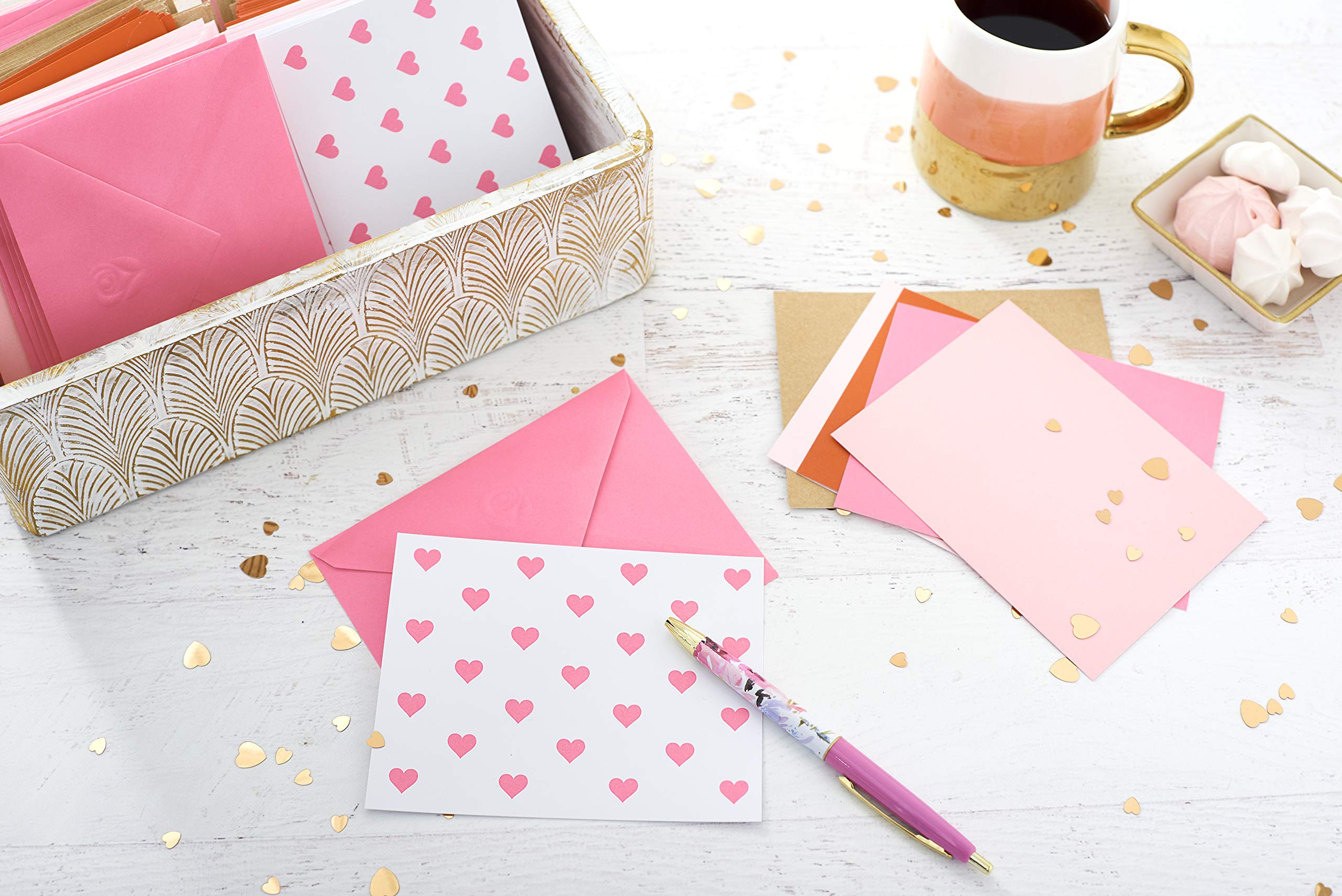 American Greetings Bulk Blank Note Cards with Envelopes, Pink Heart Stationery (200-Count) - Image 6