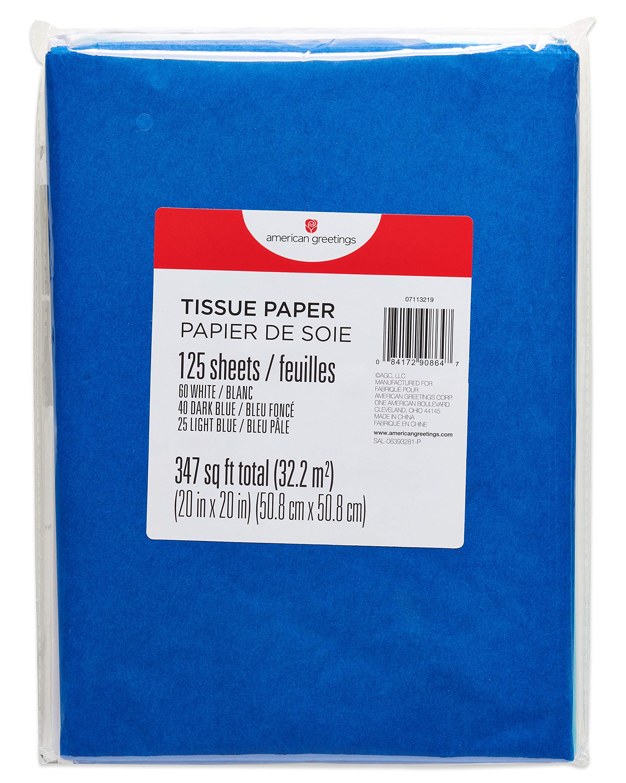 American Greetings Bulk Blue and White Tissue Paper (125 Sheets, 20" x 20") for Hanukkah, Christmas, Baby Shower, Birthday, All Occasions, Gift Bags, Boxes, Crafts, Paper Flowers, Pom Poms, and More - Image 6