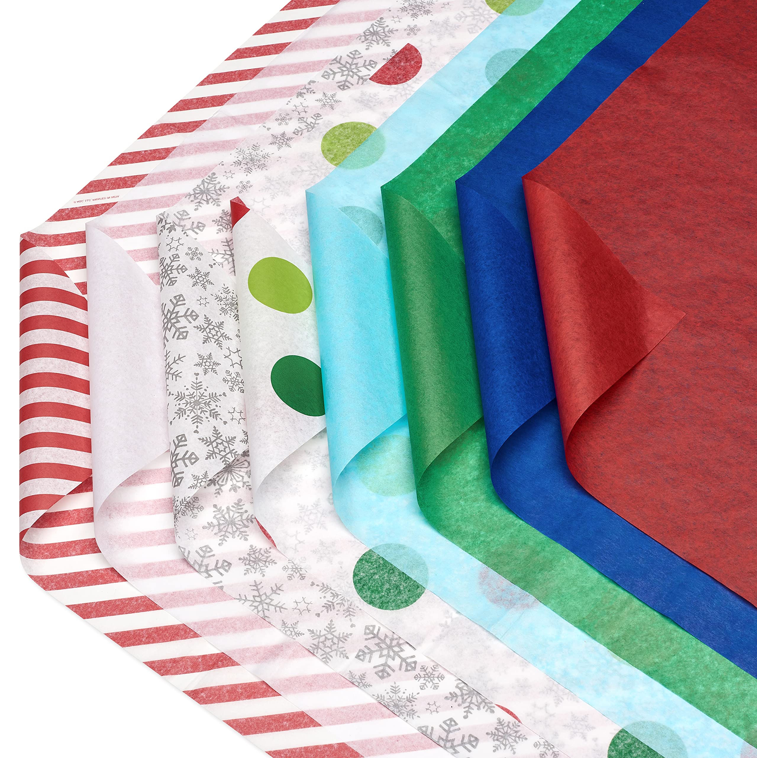 American Greetings Bulk Christmas Tissue Paper, 200 Sheets (Candy Cane Stripes, Polka Dots, Holiday Colors, 20" x 20") for All Occasions, Hanukkah, Gift Bags, Crafts, Paper Flowers, Pom Poms, and More - Image 5