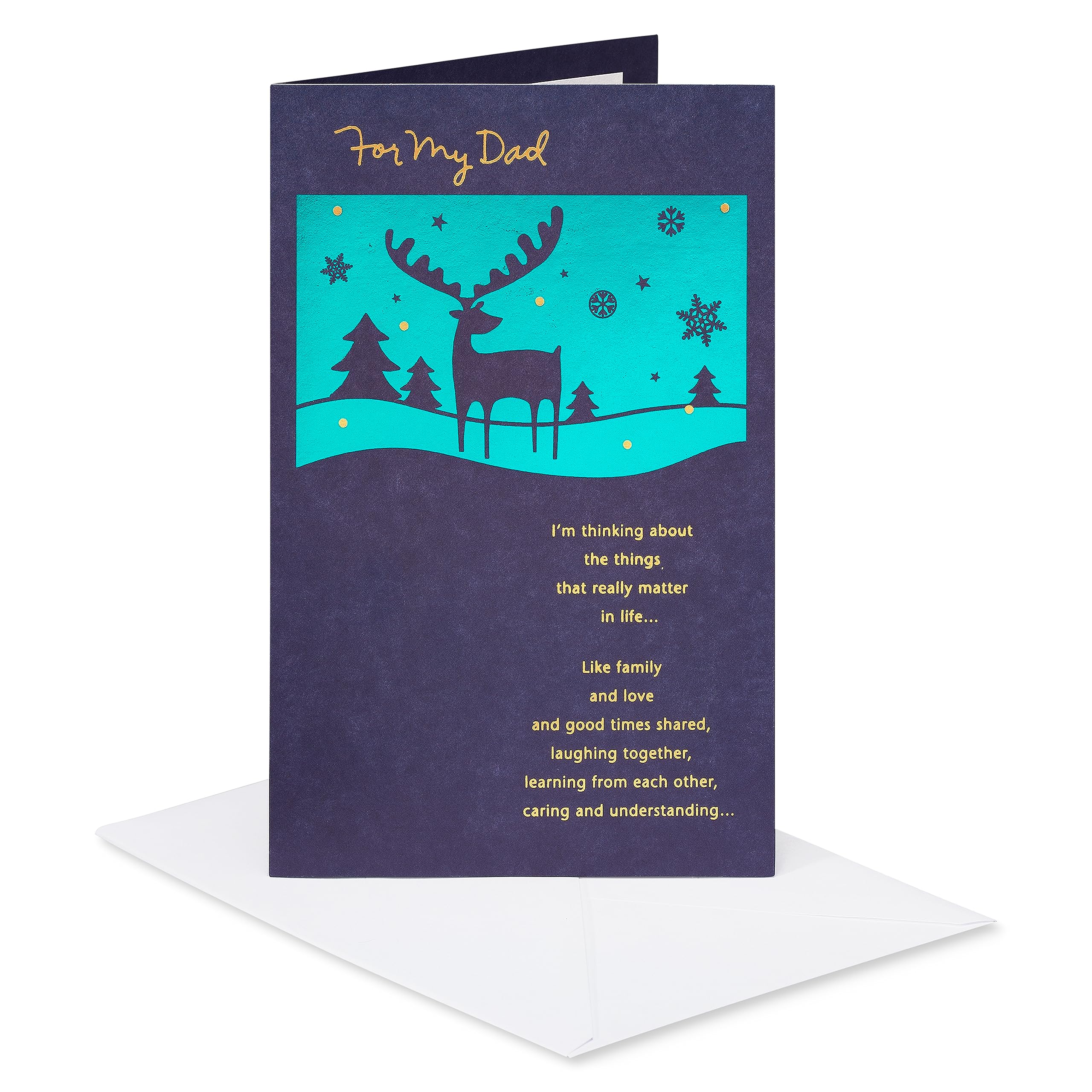 American Greetings Christmas Card for Dad, Reindeer and Winter Scene Holiday Greeting for Father (Family and Love)