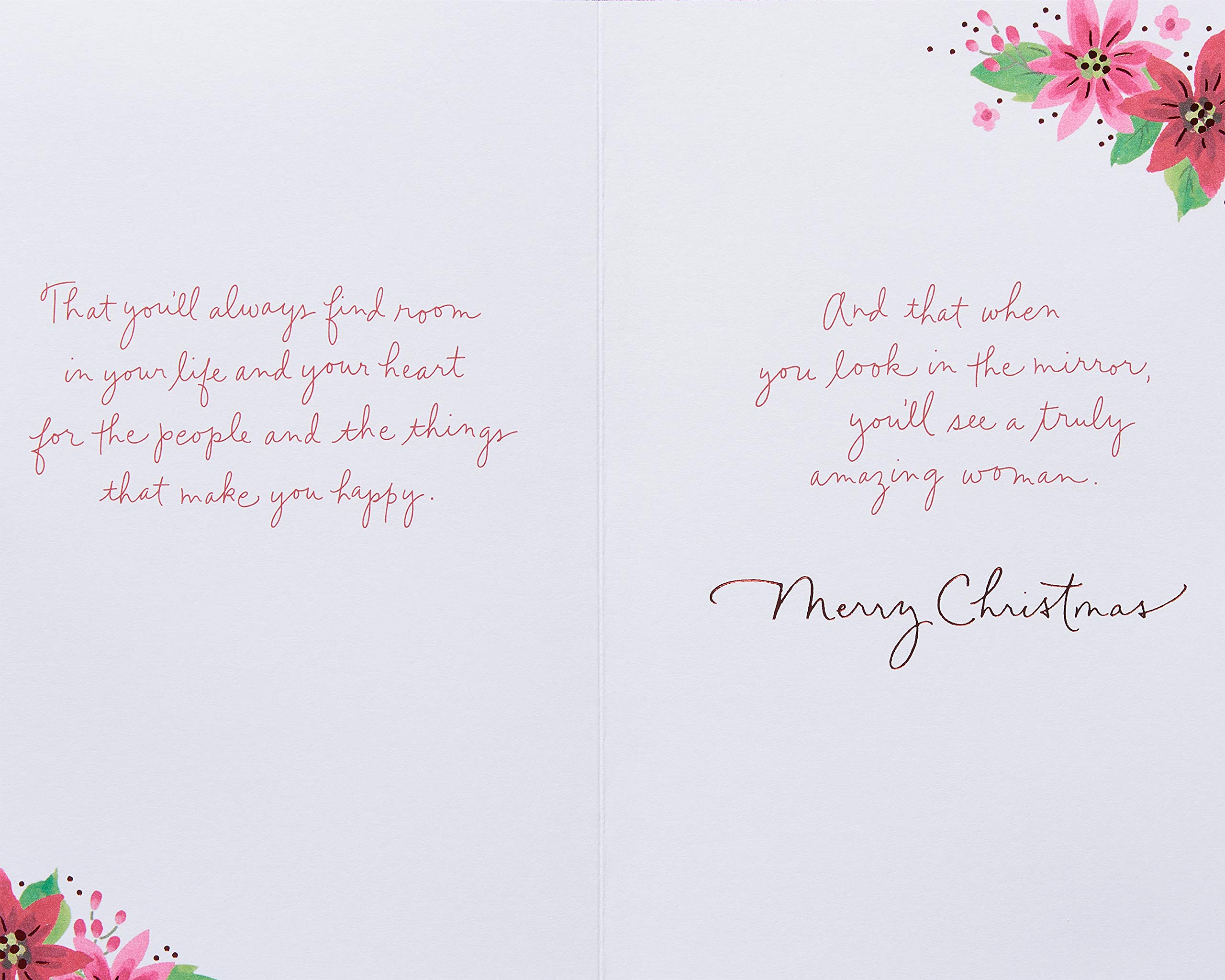 American Greetings Christmas Card for Daughter, Festive Florals Holiday Greeting with Poinsettias and Ribbon for Her (Truly Amazing Woman) - Image 5