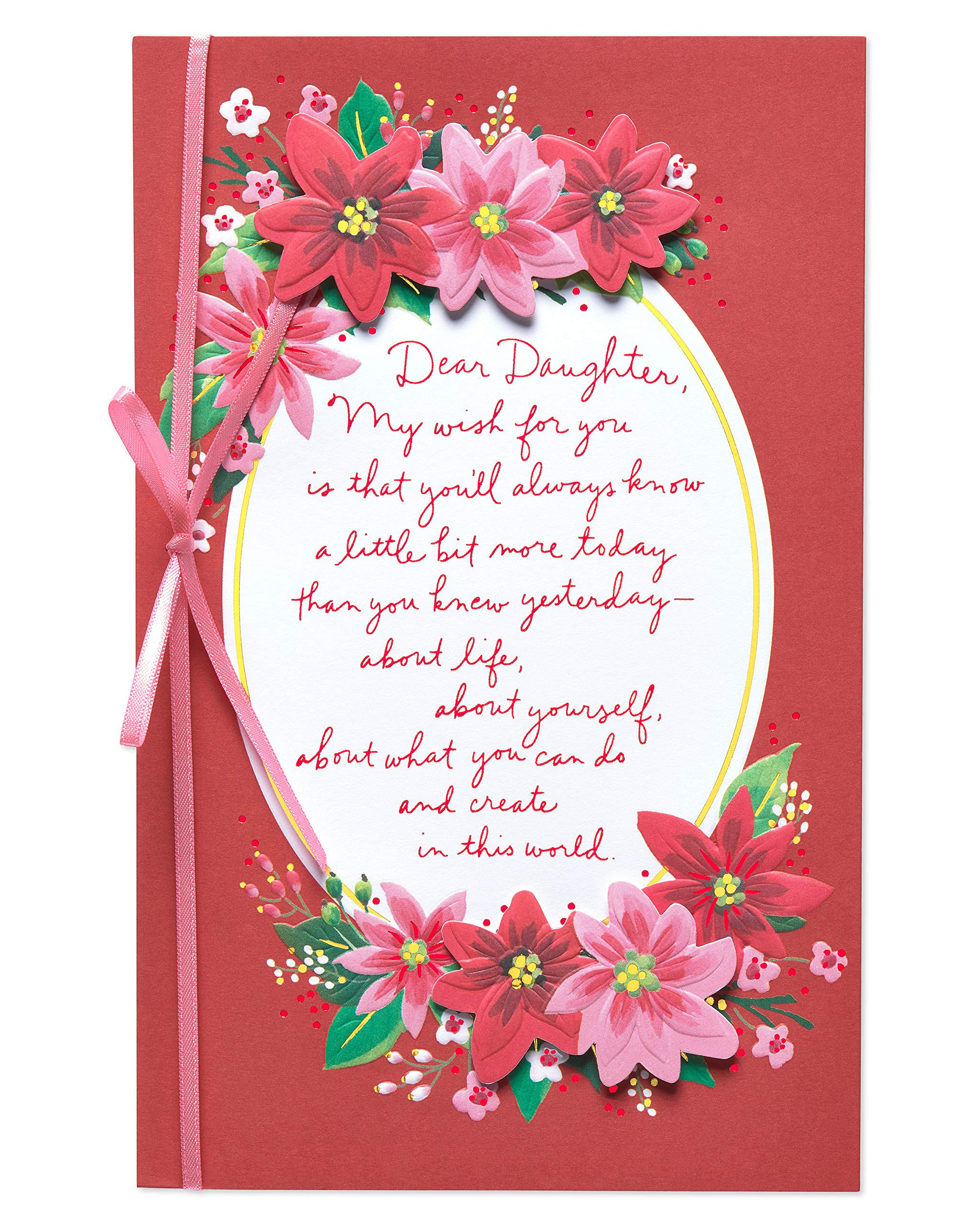 American Greetings Christmas Card for Daughter, Festive Florals Holiday Greeting with Poinsettias and Ribbon for Her (Truly Amazing Woman) - Image 7