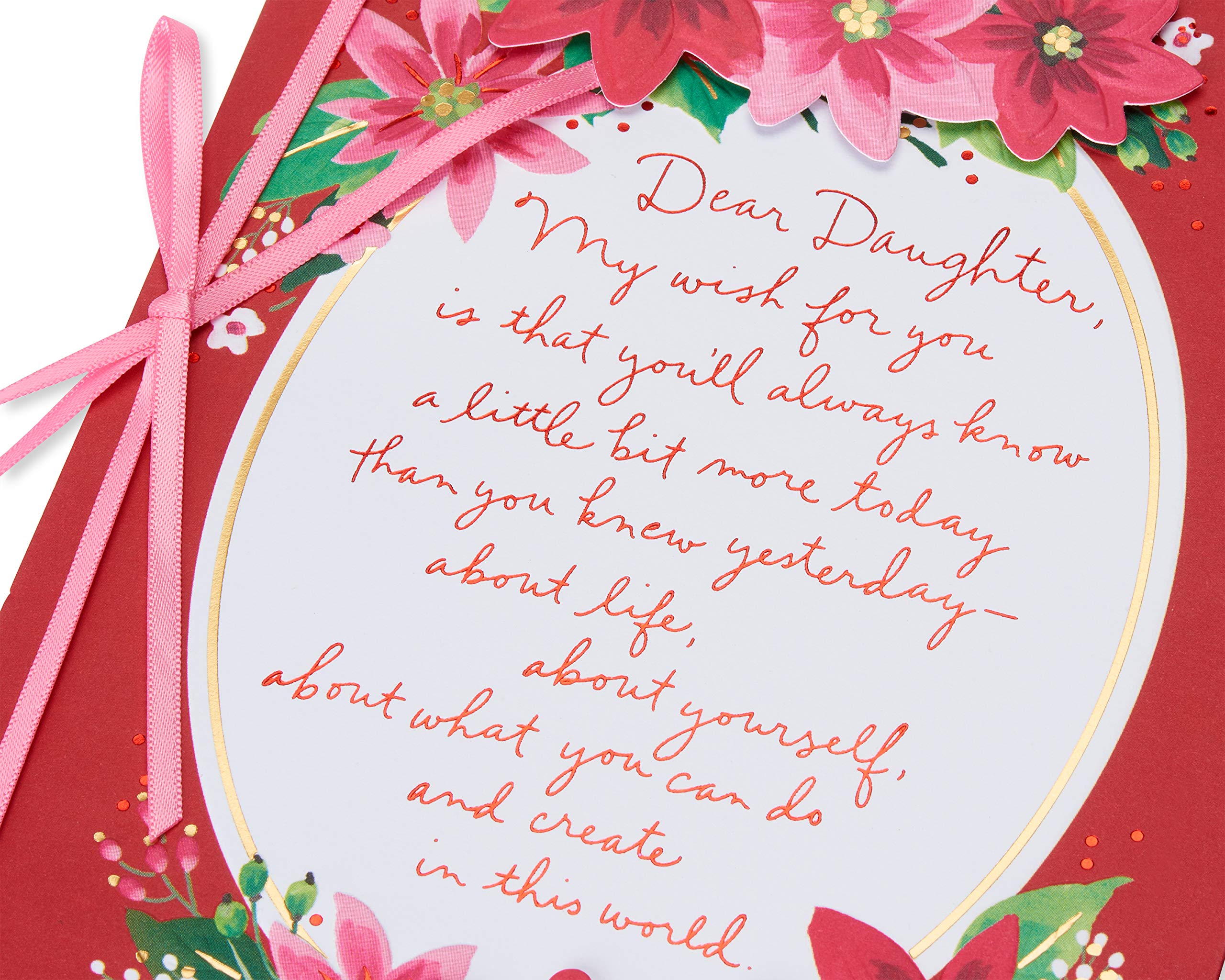 American Greetings Christmas Card for Daughter, Festive Florals Holiday Greeting with Poinsettias and Ribbon for Her (Truly Amazing Woman) - Image 8