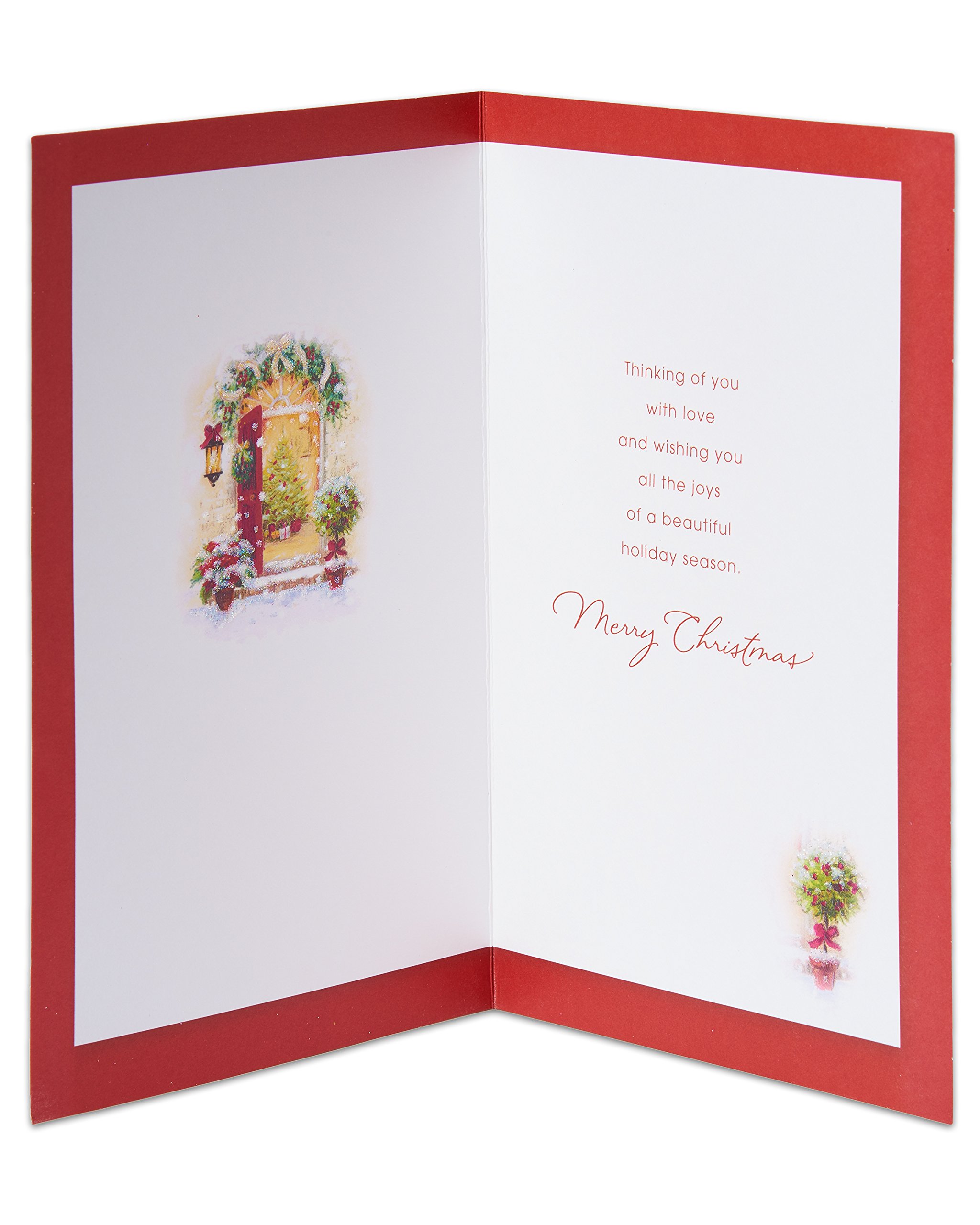 American Greetings Christmas Card for Family, Friends, or Someone Special, Shimmering Winter Cabin Scene Holiday Greeting (All the Joys) - Image 2
