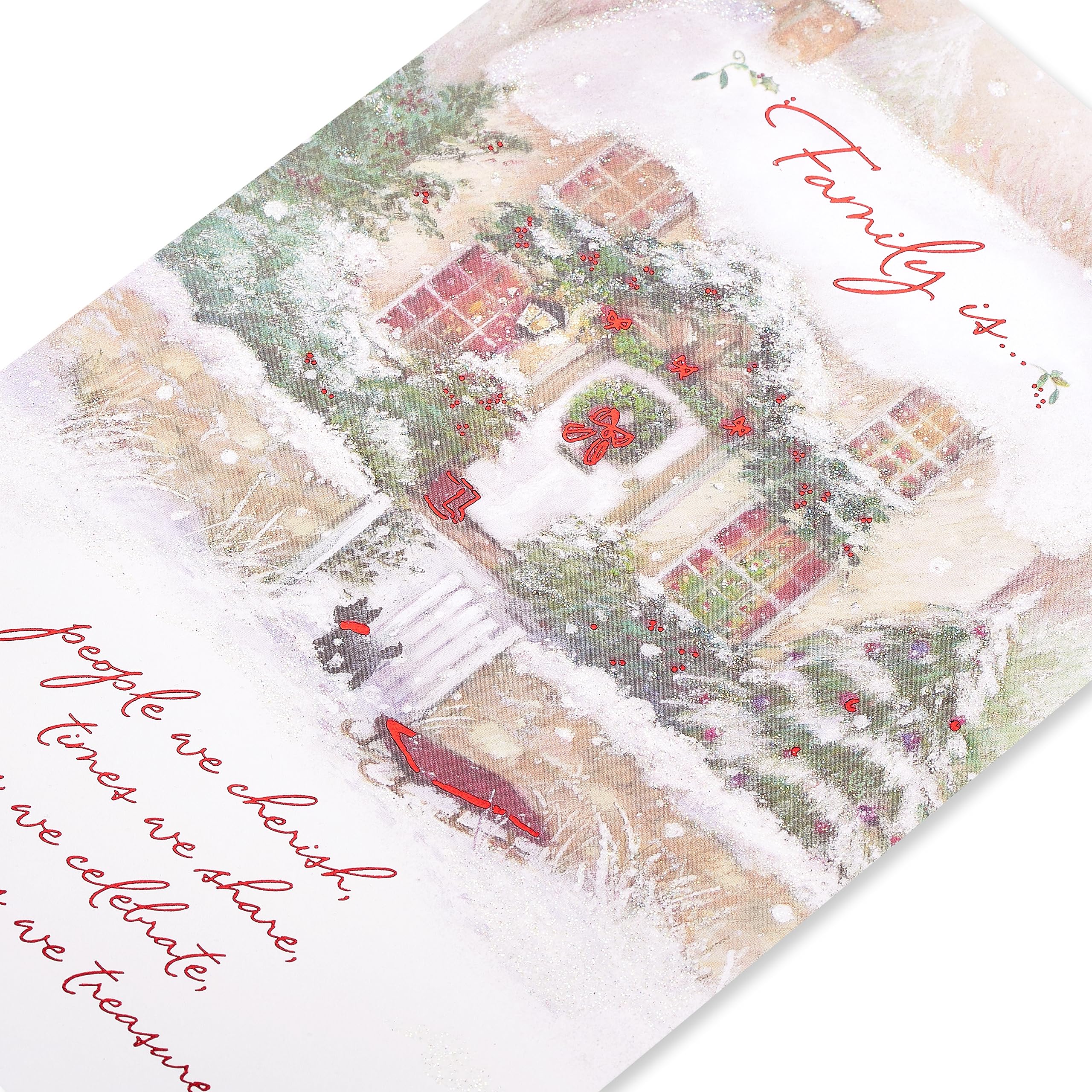 American Greetings Christmas Card for Family, Friends, or Someone Special, Shimmering Winter Cabin Scene Holiday Greeting (All the Joys) - Image 5