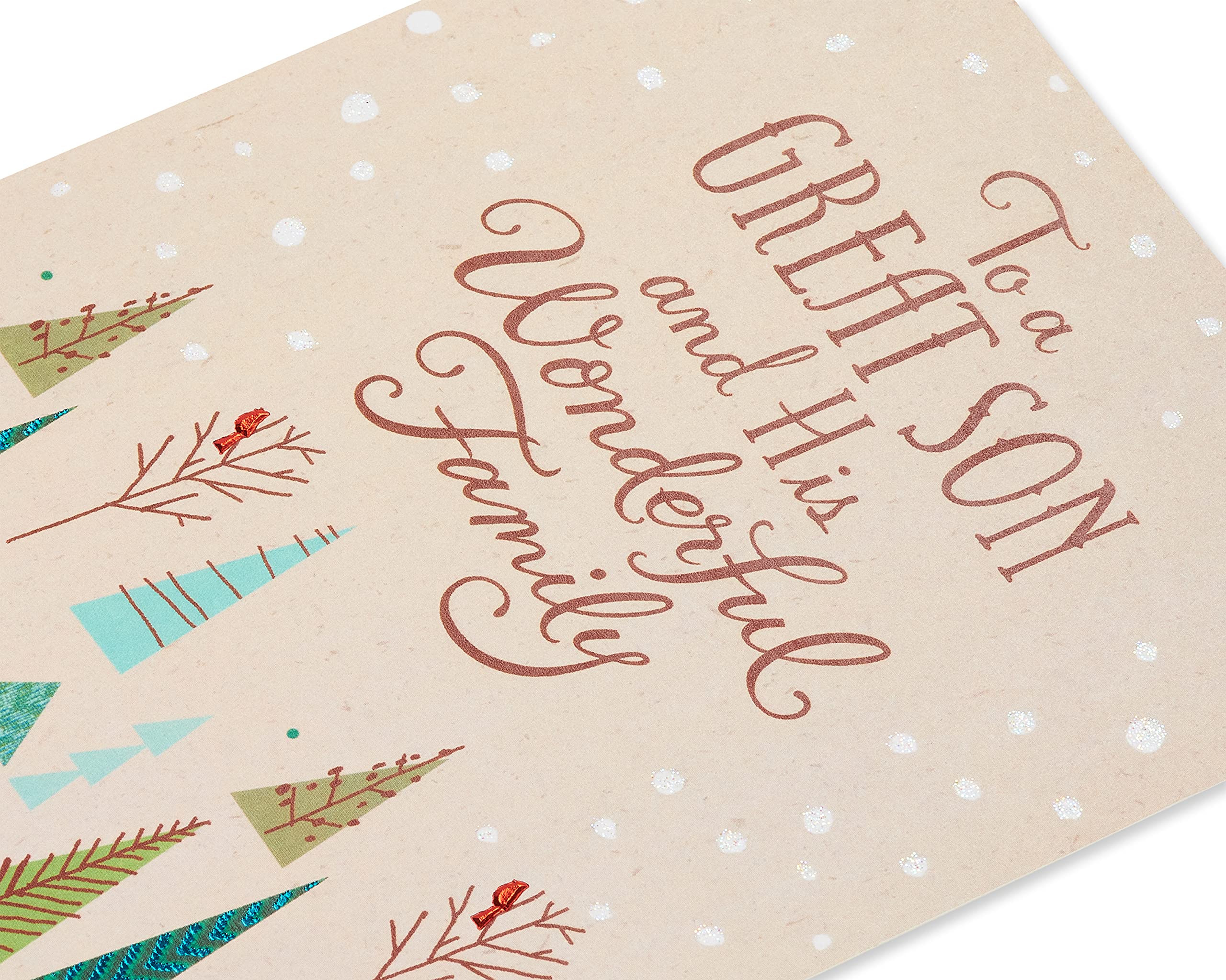 American Greetings Christmas Card for Son and Family, Sentimental Holiday Greeting with Modern Winter Trees Design (As Special As You) - Image 6