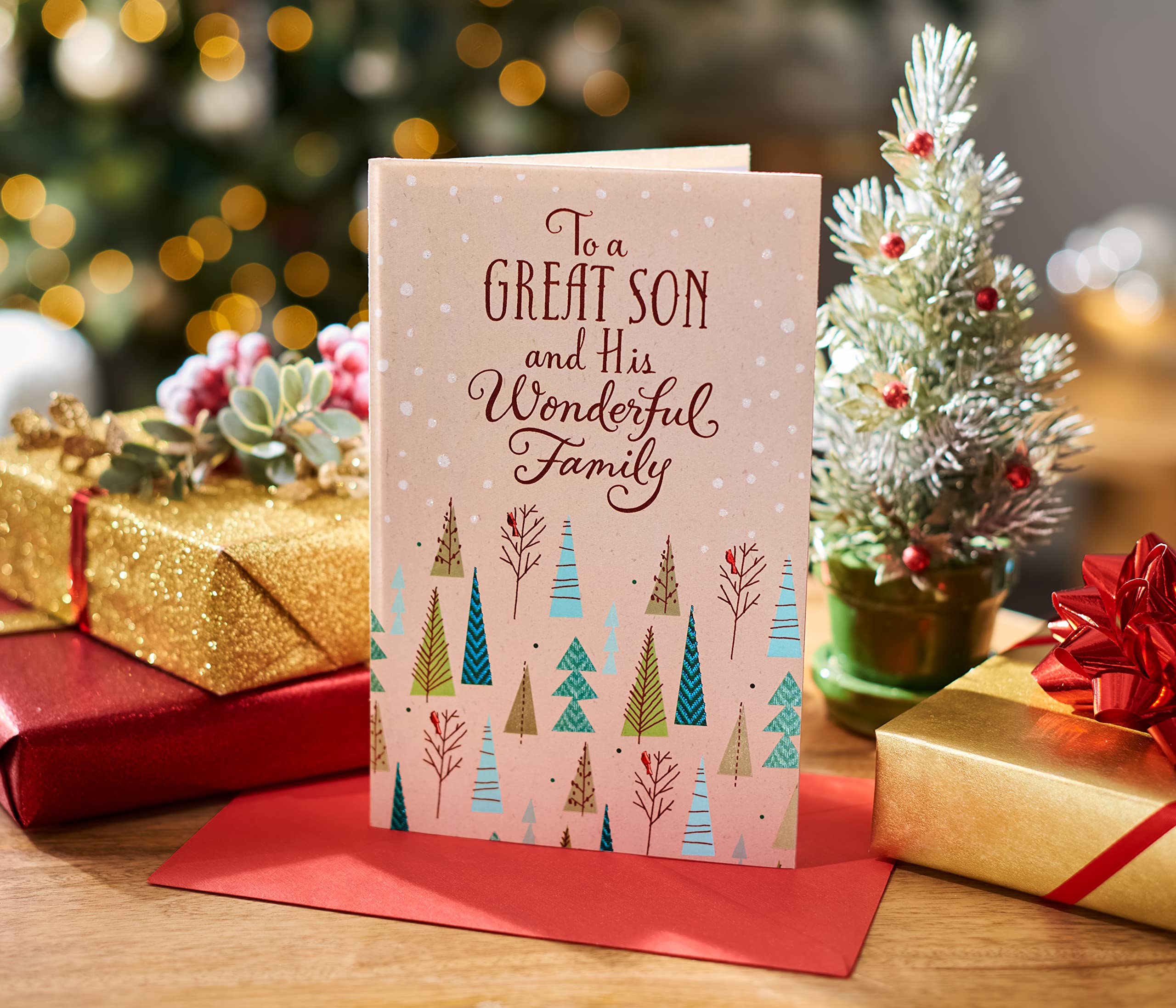 American Greetings Christmas Card for Son and Family, Sentimental Holiday Greeting with Modern Winter Trees Design (As Special As You) - Image 7