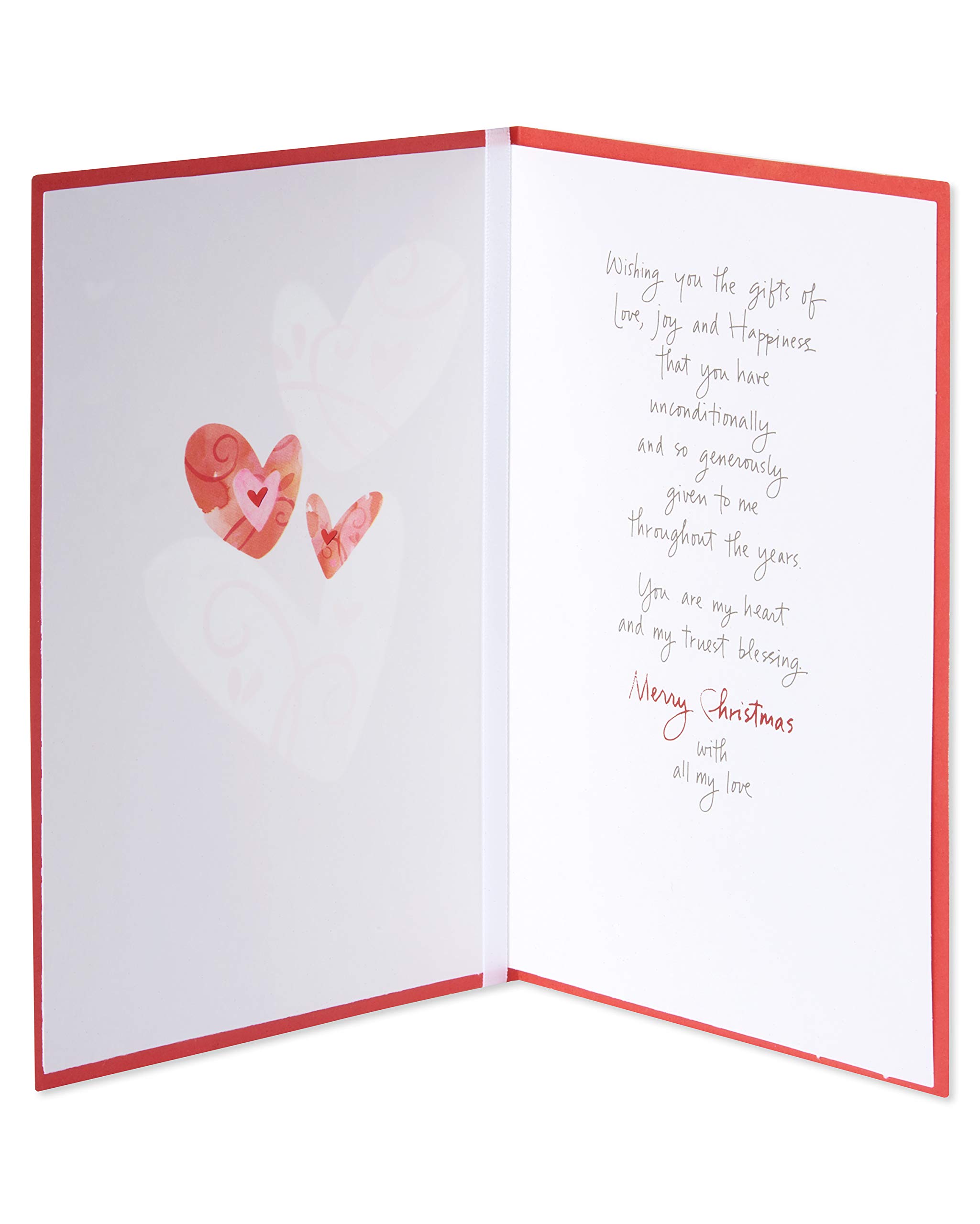 American Greetings Christmas Card for Wife, Romantic Holiday Greeting with Hearts and Ribbon (My Truest Blessing) - Image 2