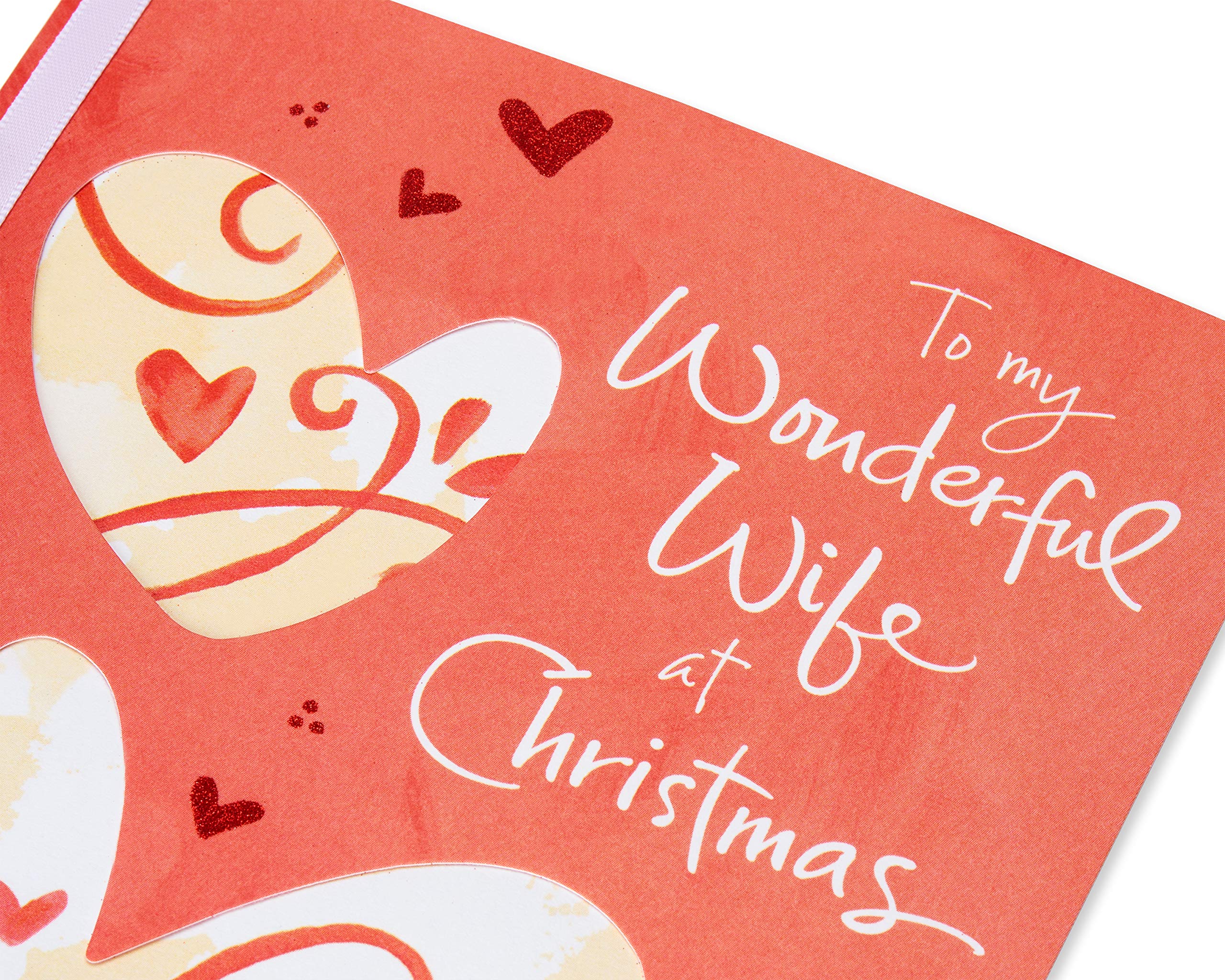 American Greetings Christmas Card for Wife, Romantic Holiday Greeting with Hearts and Ribbon (My Truest Blessing) - Image 5