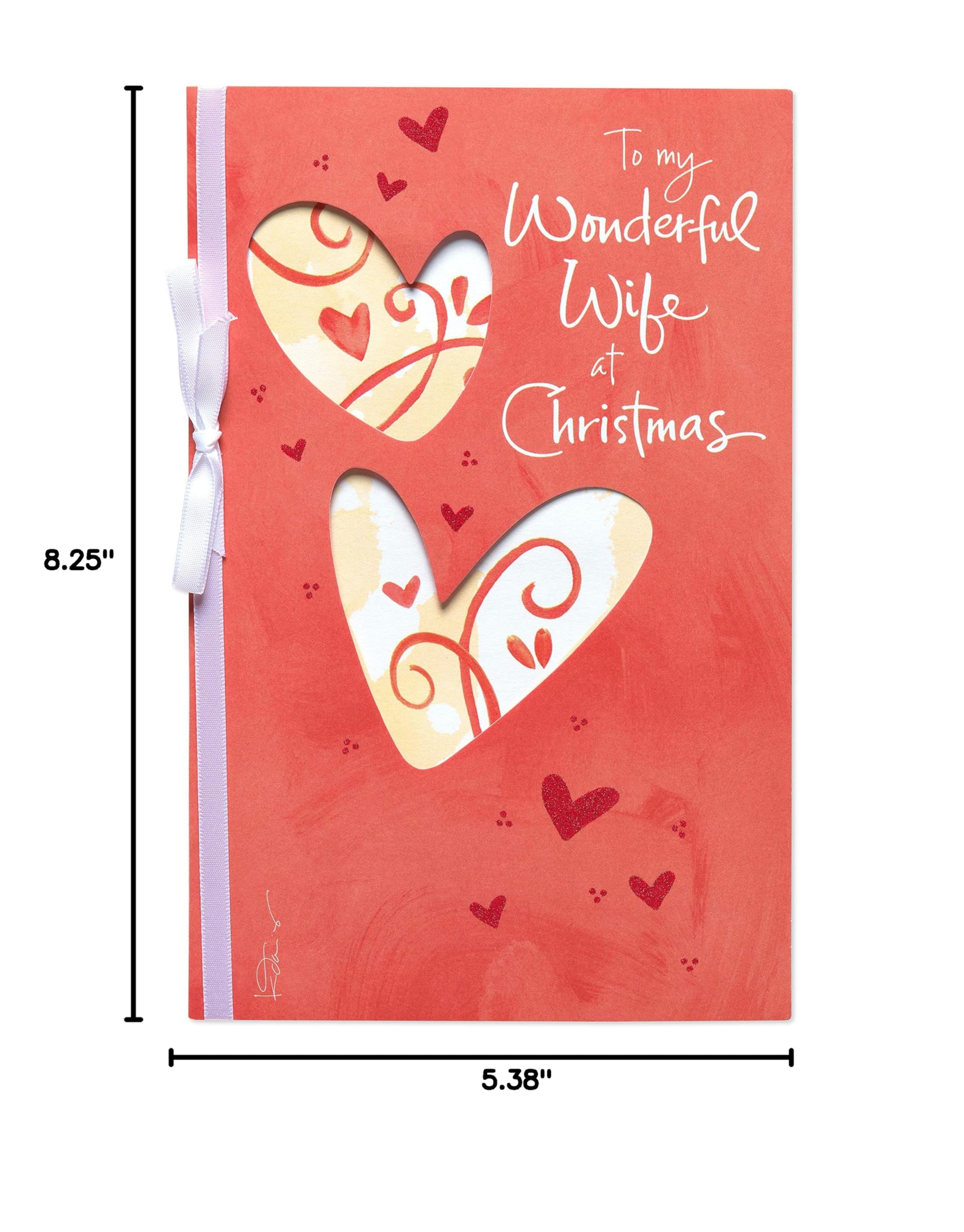 American Greetings Christmas Card for Wife, Romantic Holiday Greeting with Hearts and Ribbon (My Truest Blessing) - Image 8