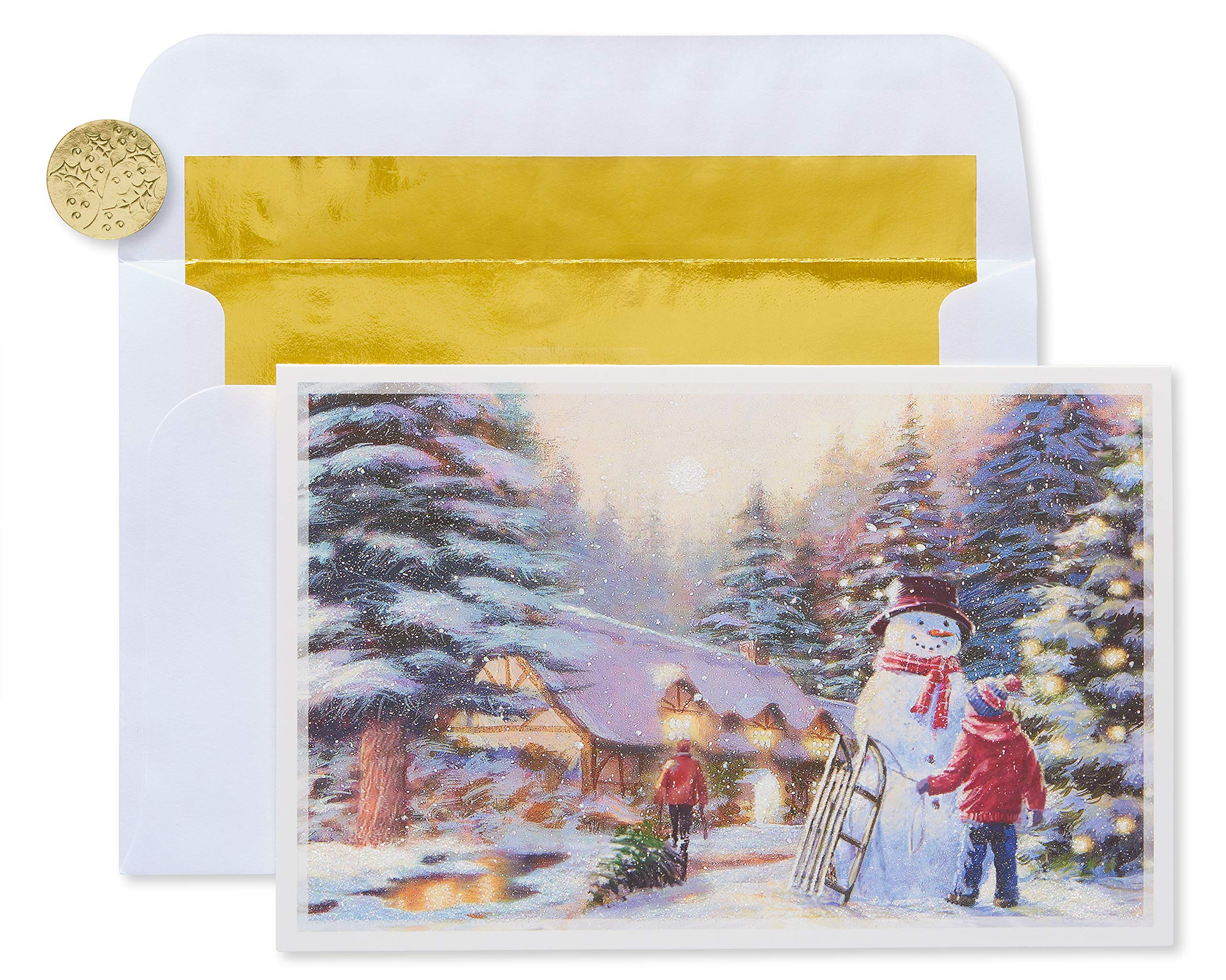 American Greetings Christmas Cards Boxed with Envelopes, Outdoor Kids and Snowman (12-Count) - Image 5