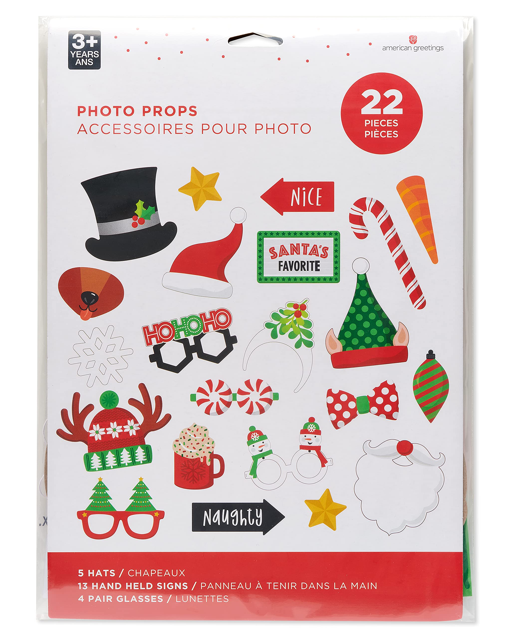 American Greetings Christmas Party Supplies, Photo Booth Props with Banners (22-Count) - Image 3