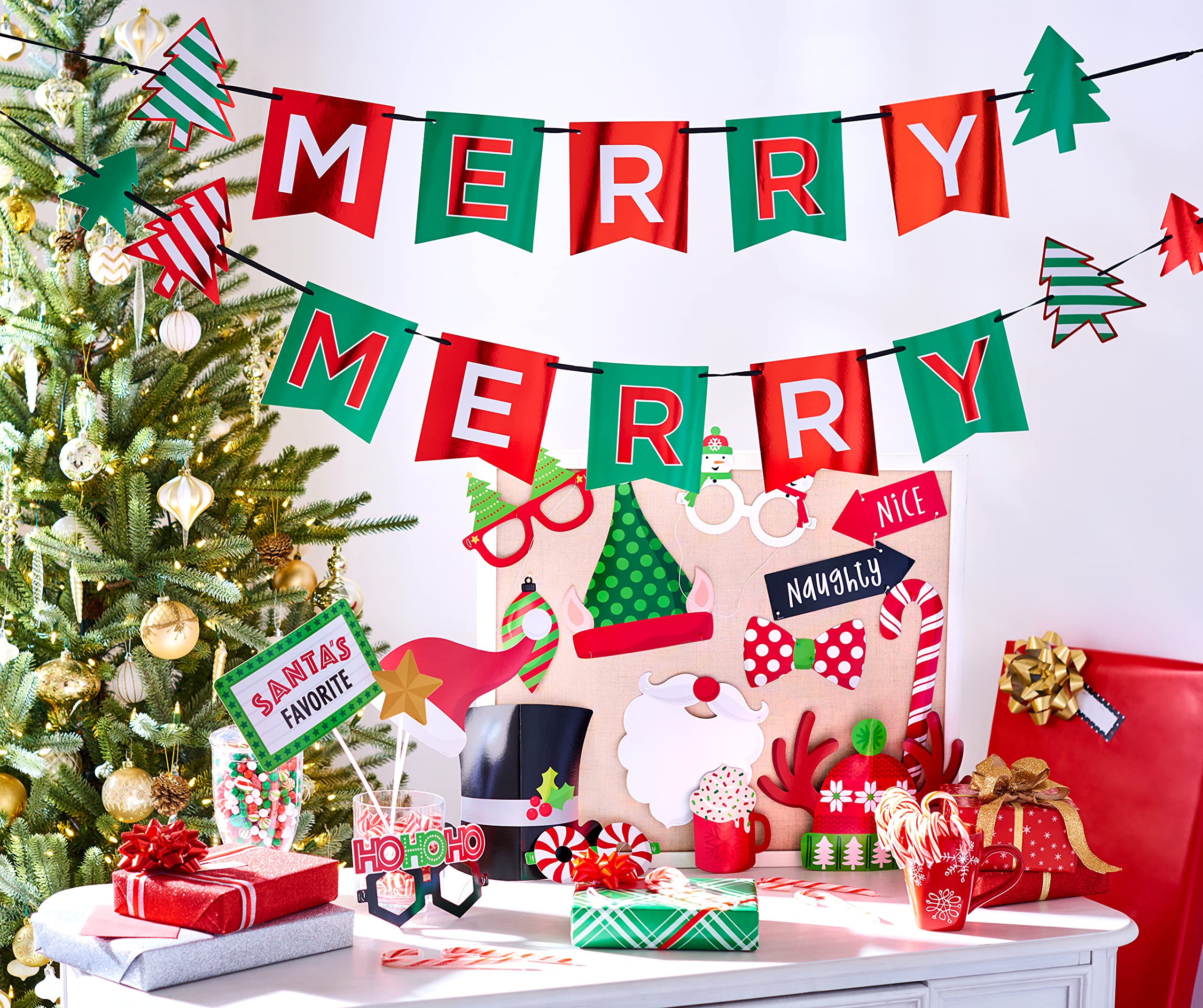American Greetings Christmas Party Supplies, Photo Booth Props with Banners (22-Count) - Image 4