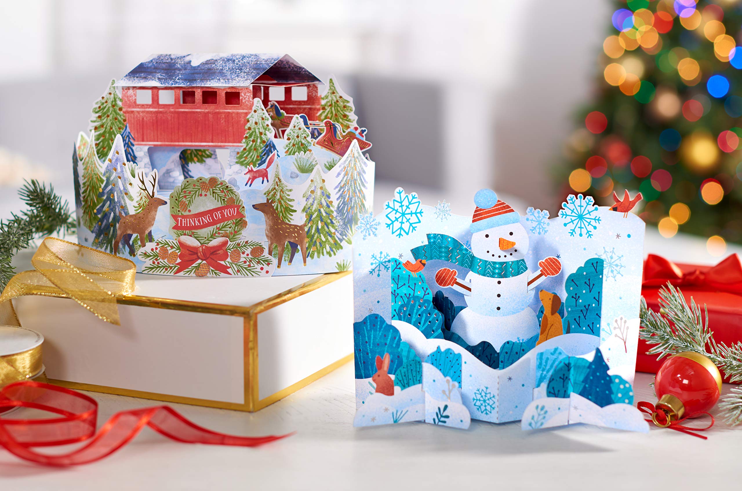 American Greetings Christmas Pop Up Card, Magic Moments 3D Displayable Winter Forest Scene with Covered Bridge and Sleigh Ride Holiday Greeting (From the Heart) - Image 7