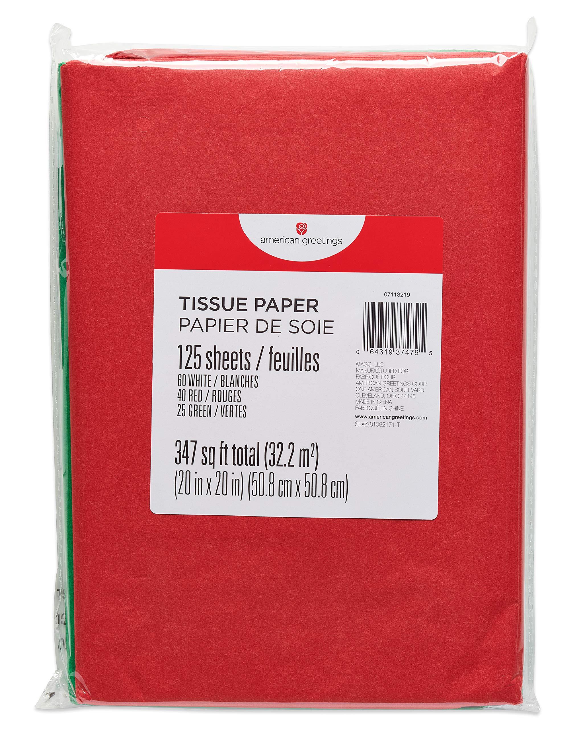 American Greetings Christmas Tissue Paper Bulk, 125 Sheets (Green, Red, White, 20" x 20") for Birthdays, All Occasions, Gift Bags, Boxes, Gift Wrap, Christmas Crafts, Paper Flowers, Pom Poms, and More - Image 4