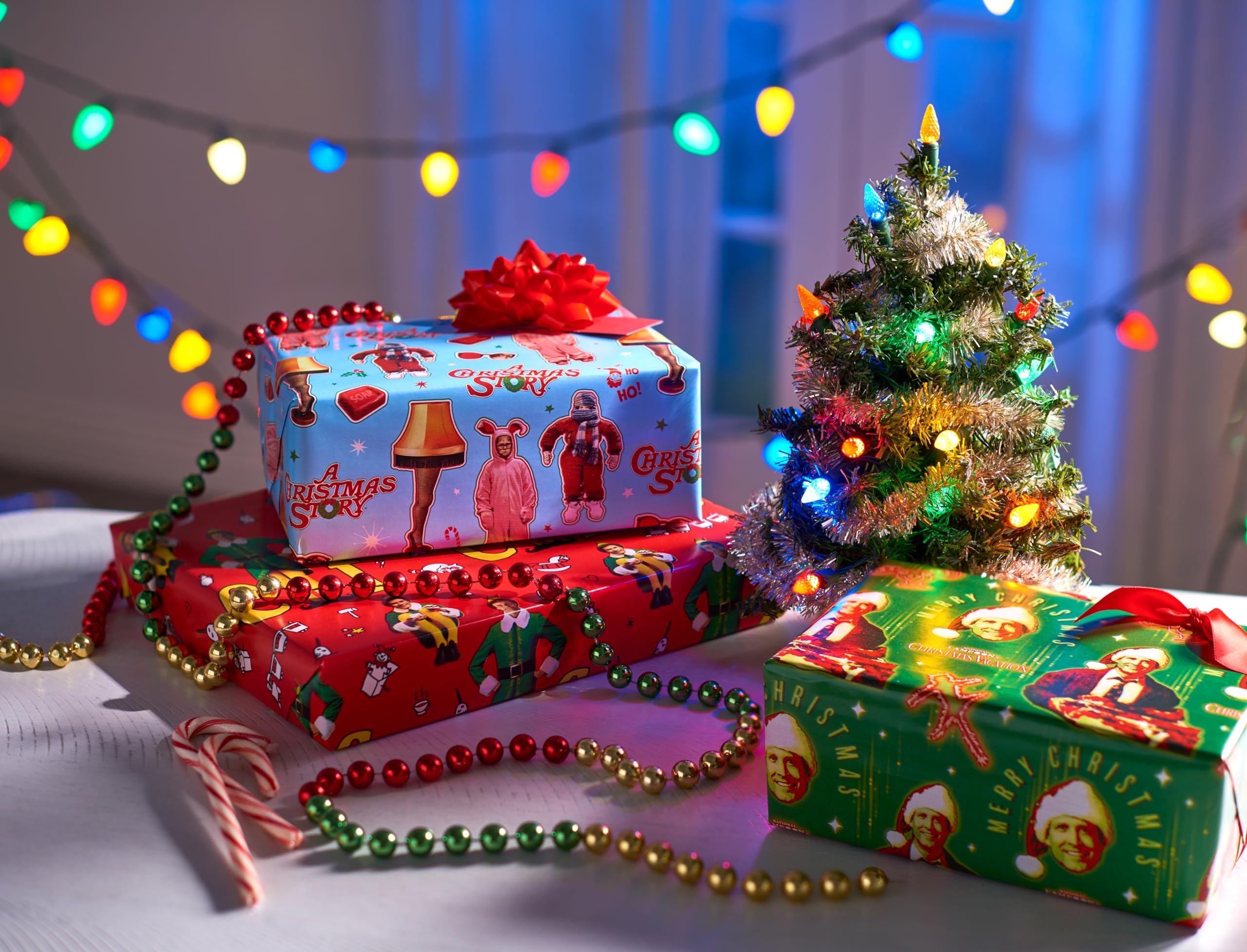 American Greetings Christmas Wrapping Paper Rolls, Classic Holiday Movie Themed Gift Wrap (105 sq. ft., 3 Rolls-30 in. x 14 ft.) Buddy the Elf, Clark Griswold, Ralphie and Leg Lamp - Image 8