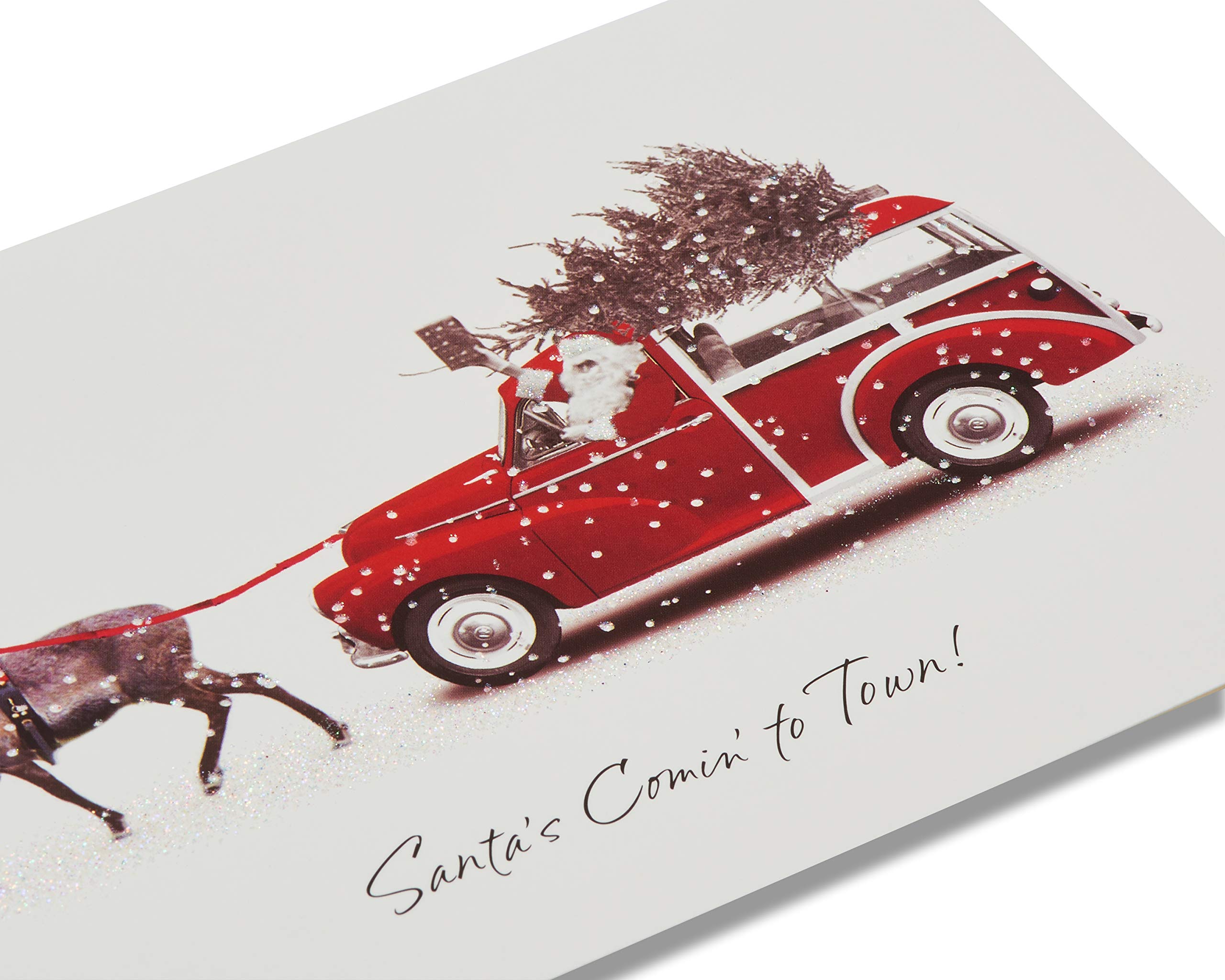 American Greetings Deluxe Christmas Cards Boxed with Envelopes, Wonderful Christmas, Deer Pulling Station Wagon (14-Count) - Image 3