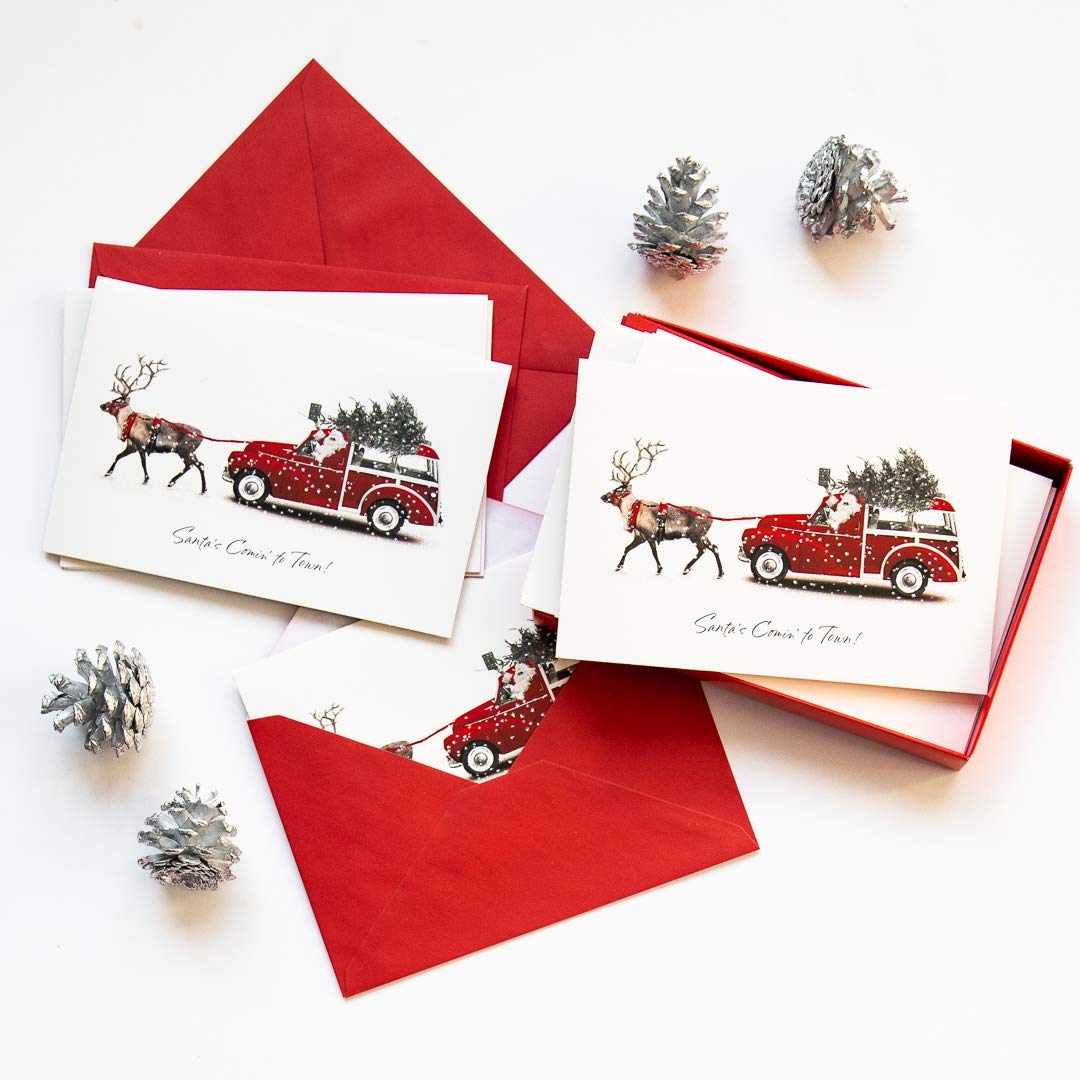 American Greetings Deluxe Christmas Cards Boxed with Envelopes, Wonderful Christmas, Deer Pulling Station Wagon (14-Count) - Image 5