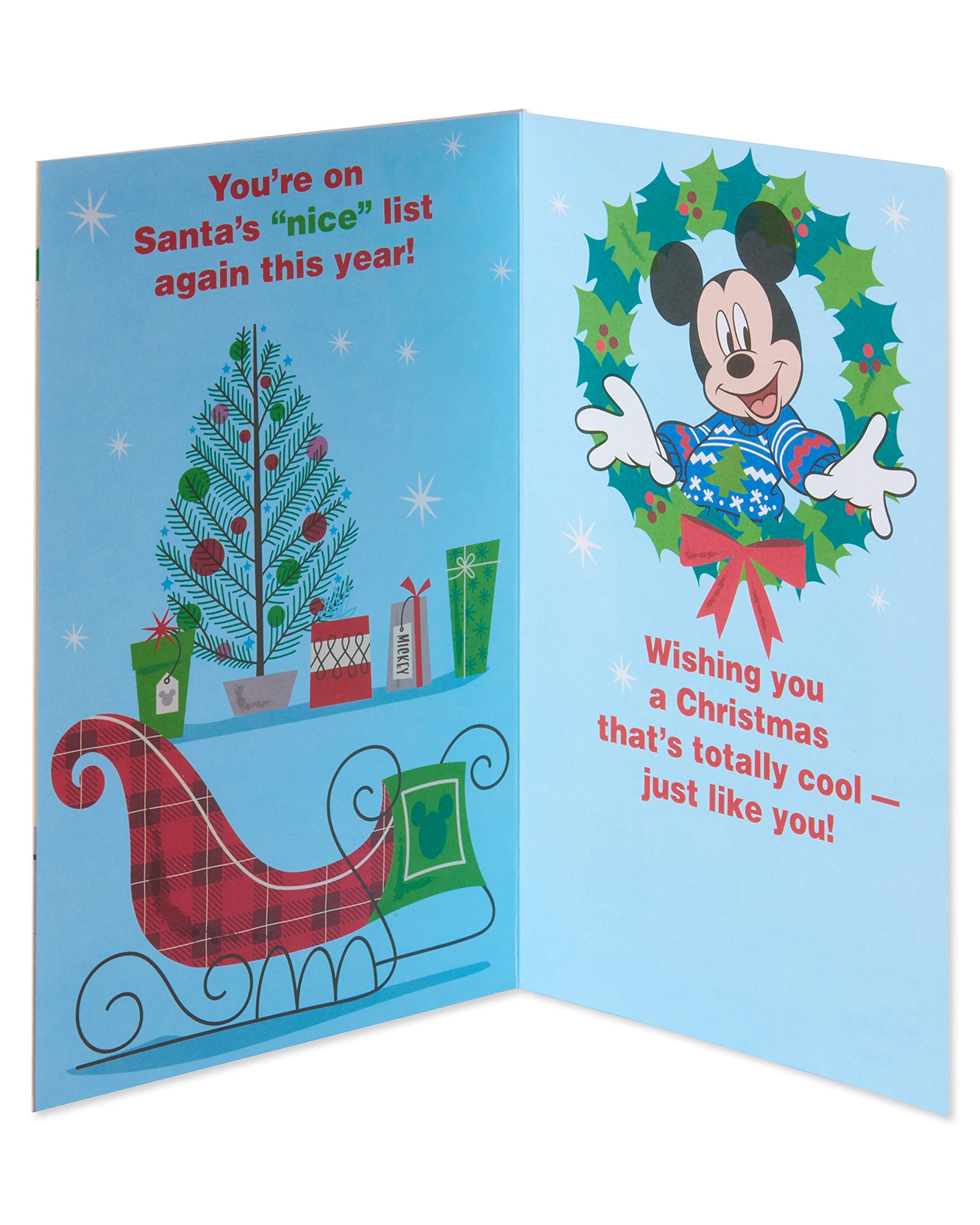 American Greetings Disney Christmas Card for Kids (Mickey Mouse, Santa's Nice List) - Image 2