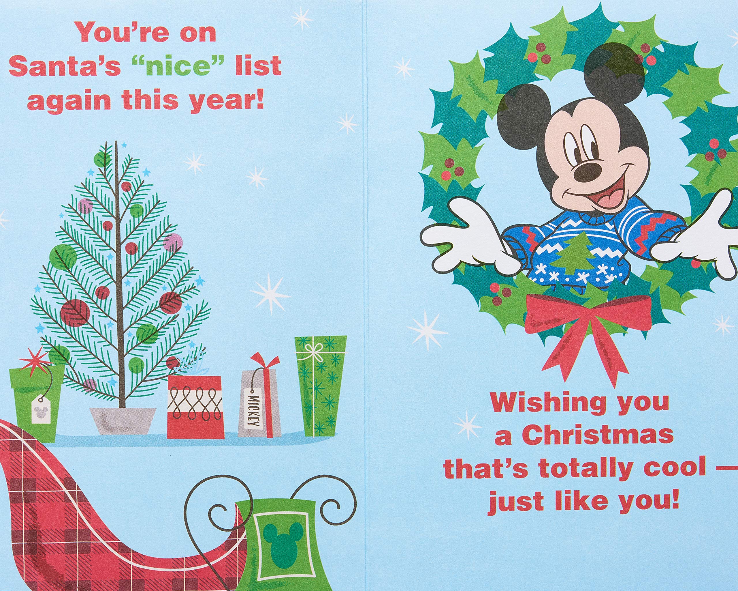 American Greetings Disney Christmas Card for Kids (Mickey Mouse, Santa's Nice List) - Image 3