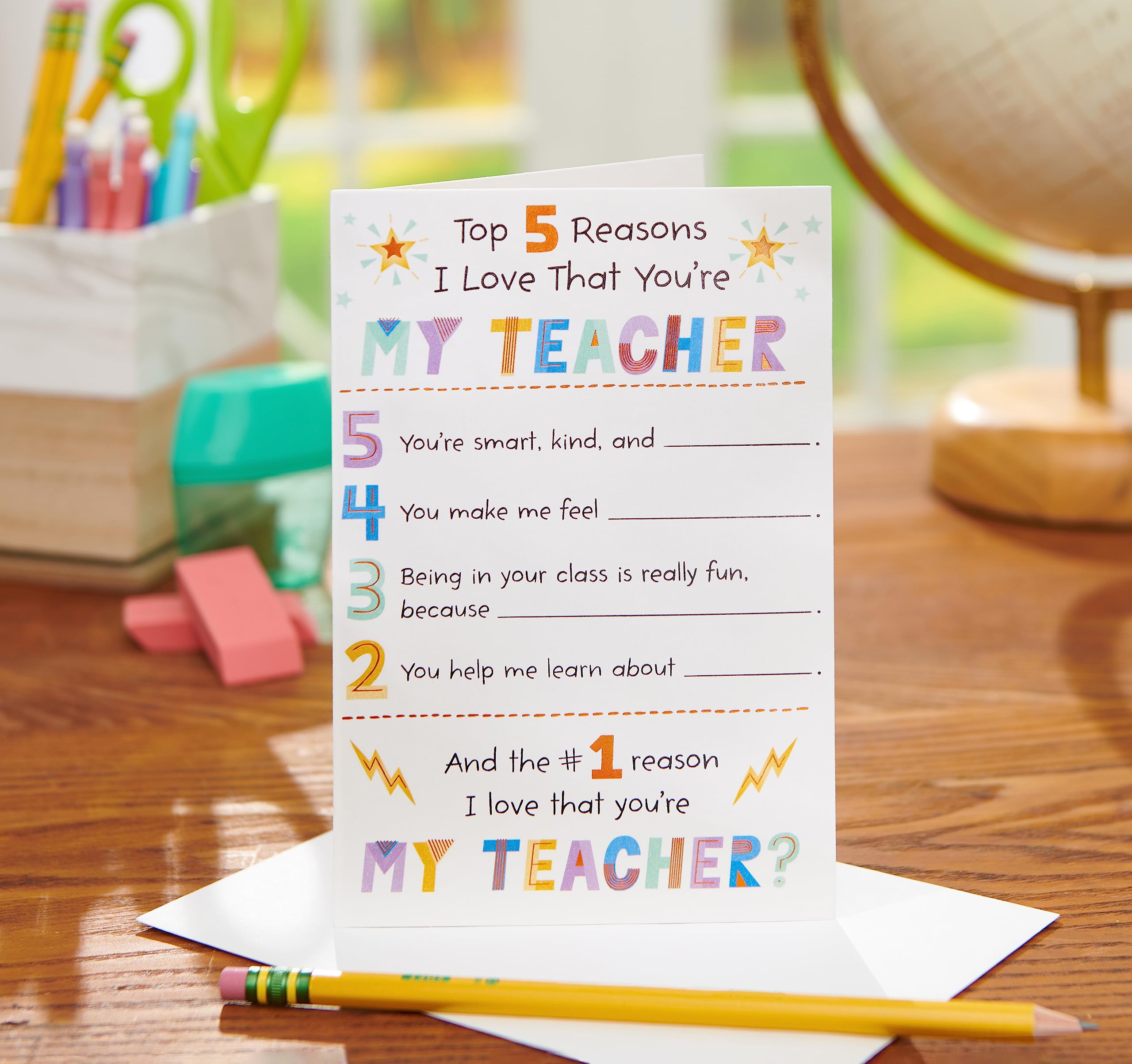American Greetings Fill In The Blank Thank You Card for Teacher (Best Teacher Ever!) - Image 6