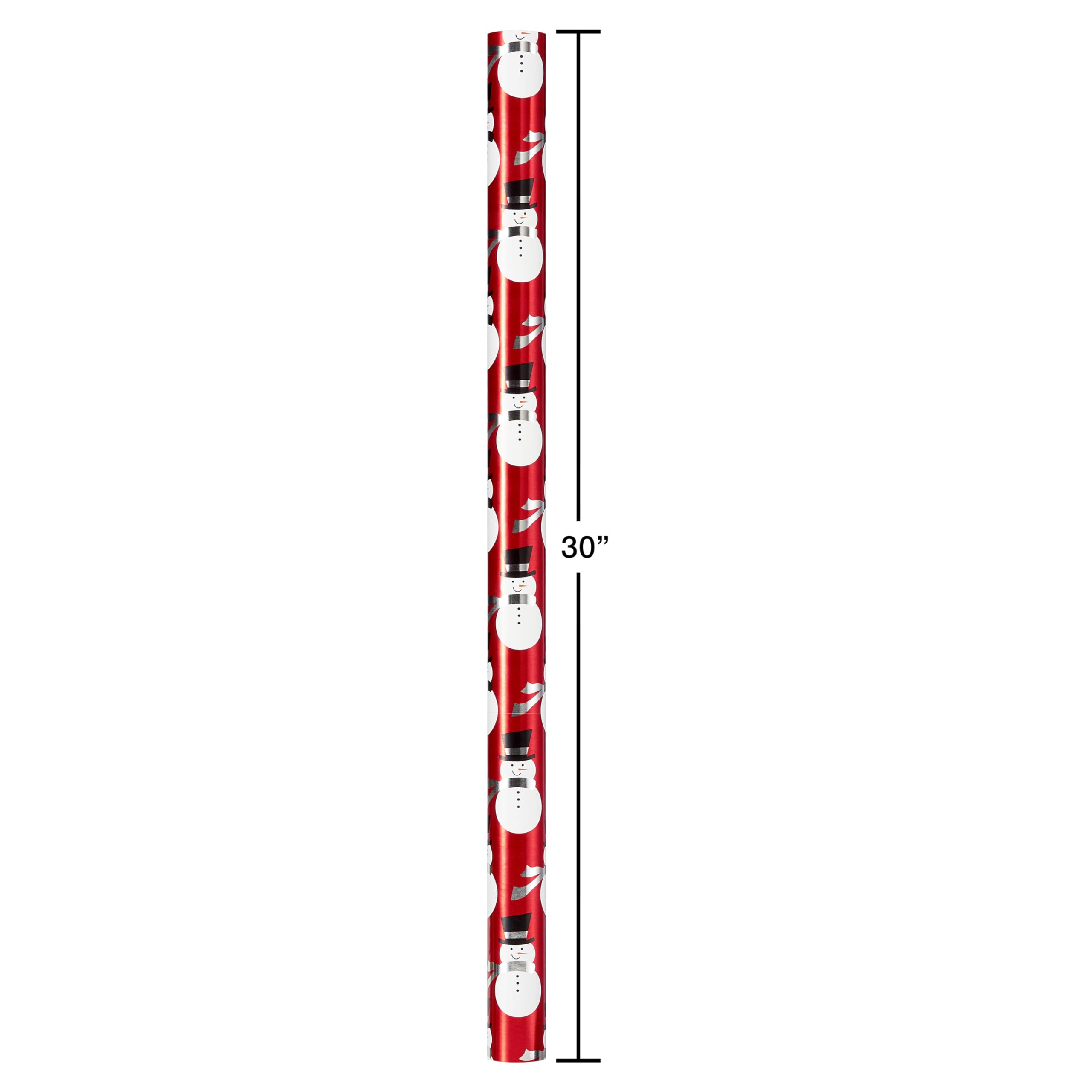 American Greetings Foil Christmas Wrapping Paper Rolls, Metallic Silver, Red, and Black, Holiday Gift Wrap (80 sq. ft., 4 Rolls-30 in. x 8 ft., Reversible) Santa's Belt, Candy Cane Stripes, Snowmen - Image 7