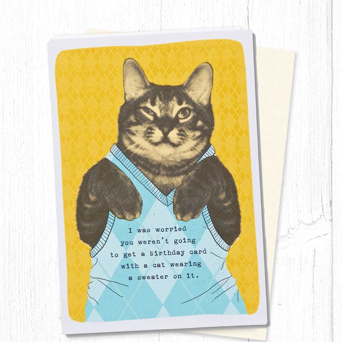 American Greetings Funny Birthday Card (Cat Wearing Argyle Sweater) - Image 6