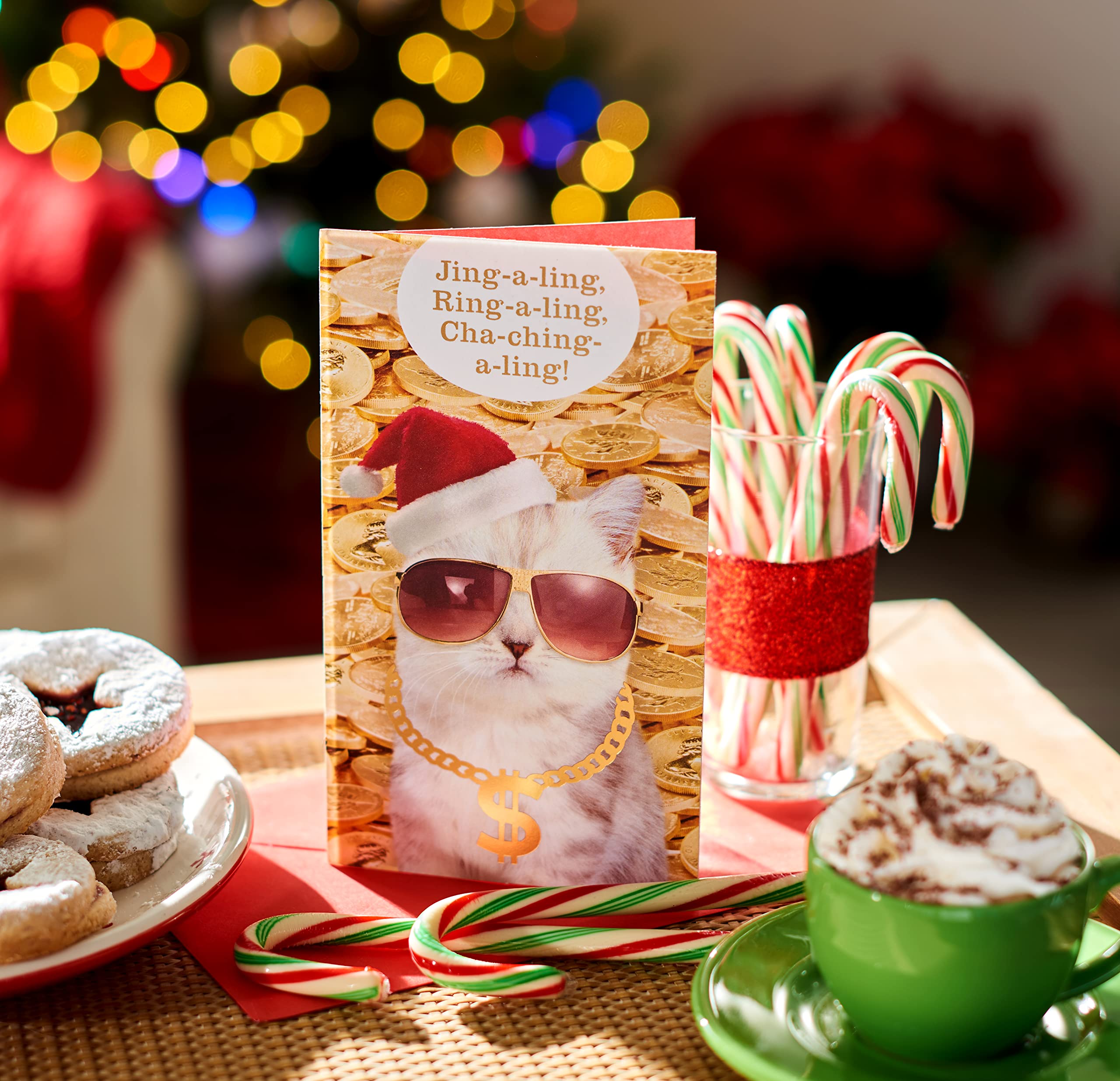 American Greetings Funny Cat Gift Card Holder Christmas Card (Cha-Ching-A-Ling!) - Image 6