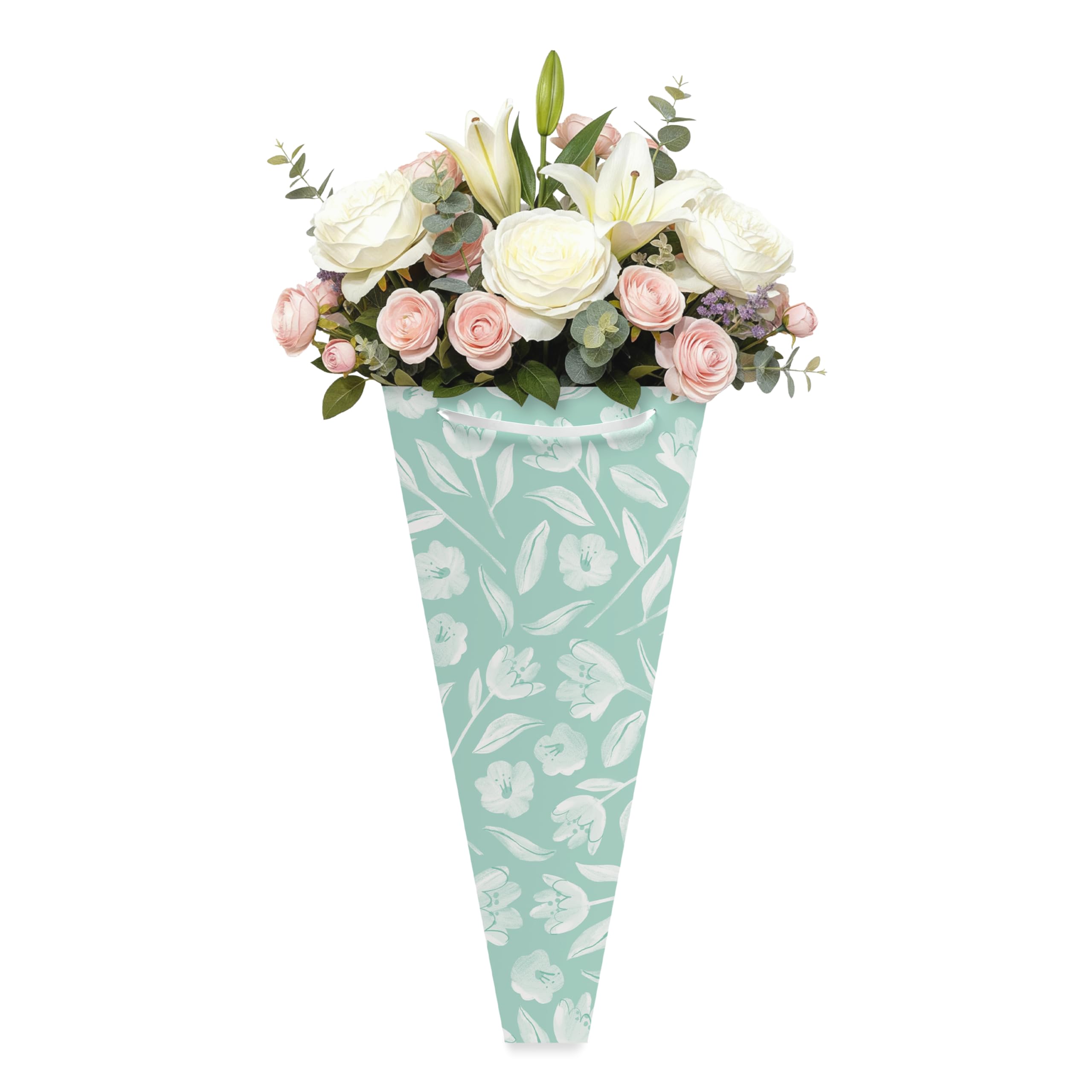 American Greetings Gift Bag for Floral Bouquet with Handles for All Occasion, Green Floral
