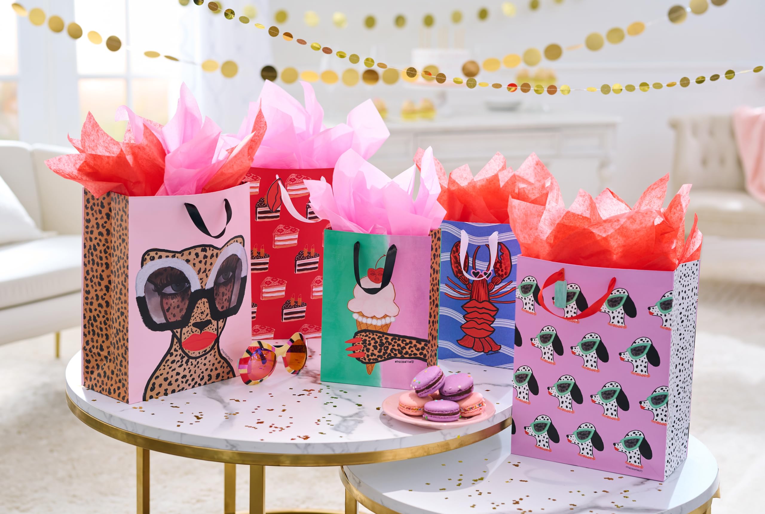 American Greetings Gift Bags for All Occasions- Designed by Bouffants & Broken Hearts (5-Count, 2 Medium 10" and 3 Large 12.75") - Image 8