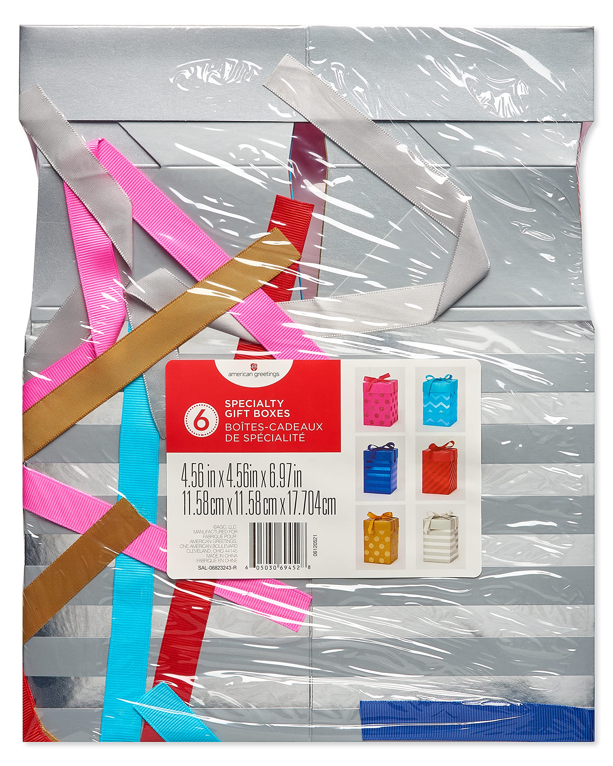 American Greetings Gift Boxes Push Down, Multicolored with Designs (6 Boxes) - Image 3
