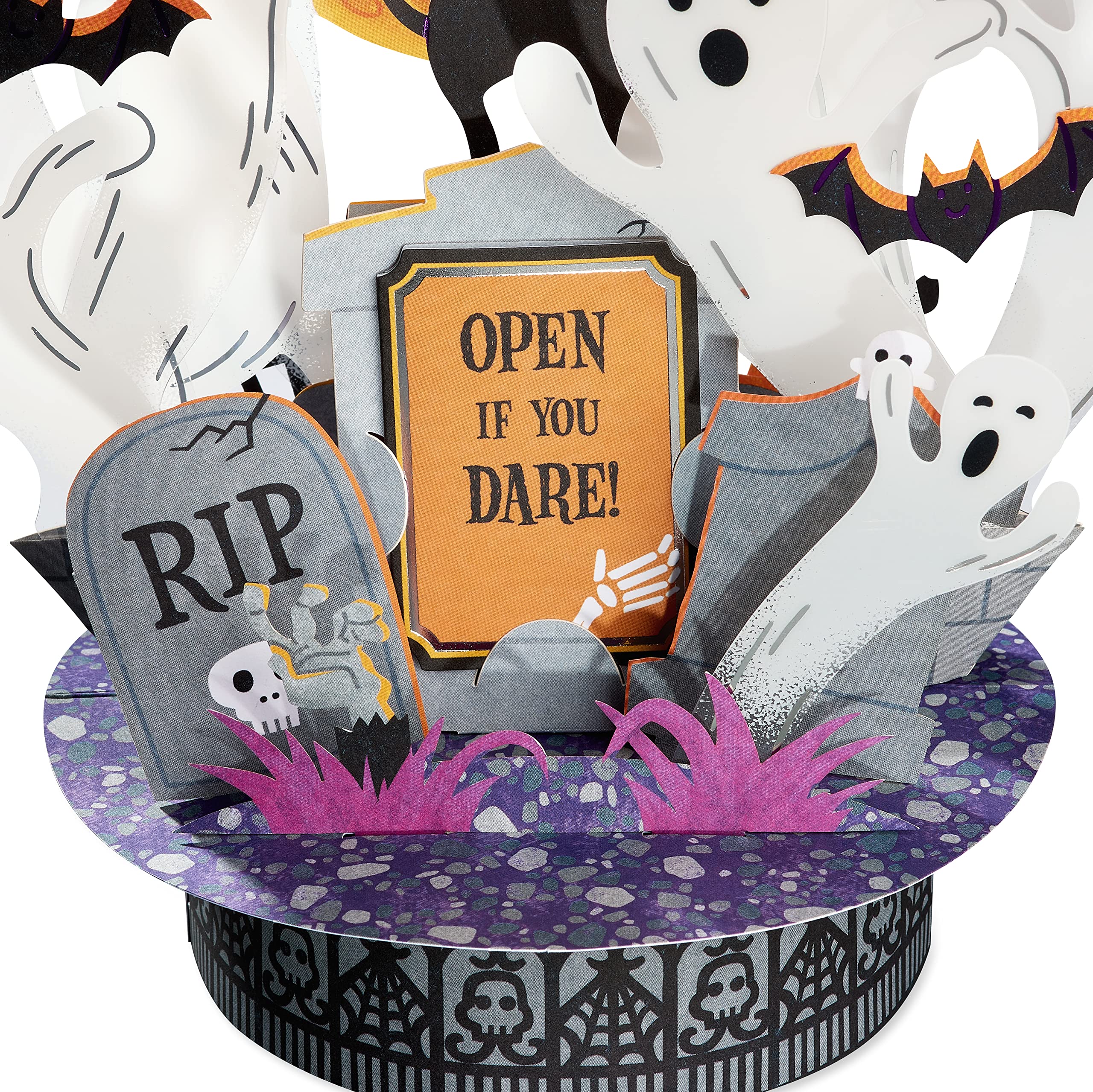 American Greetings Halloween Pop Up Card, Displayable 3D Spooky Ghosts Pop Up Halloween Card for Kids, Adults, Boo Baskets (Open If You Dare) with Removable Mini Note for Personalized Message - Image 3