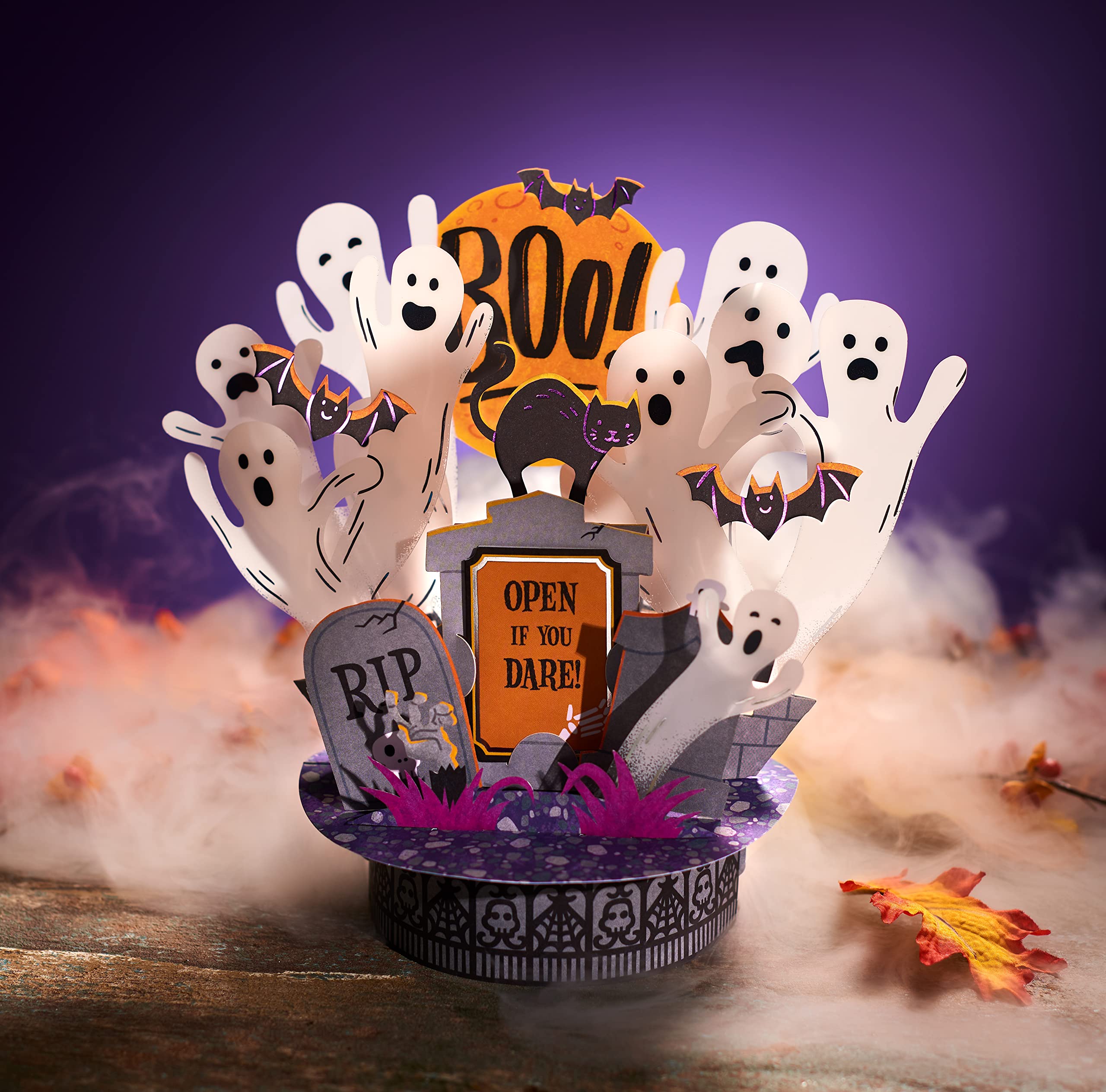 American Greetings Halloween Pop Up Card, Displayable 3D Spooky Ghosts Pop Up Halloween Card for Kids, Adults, Boo Baskets (Open If You Dare) with Removable Mini Note for Personalized Message - Image 8