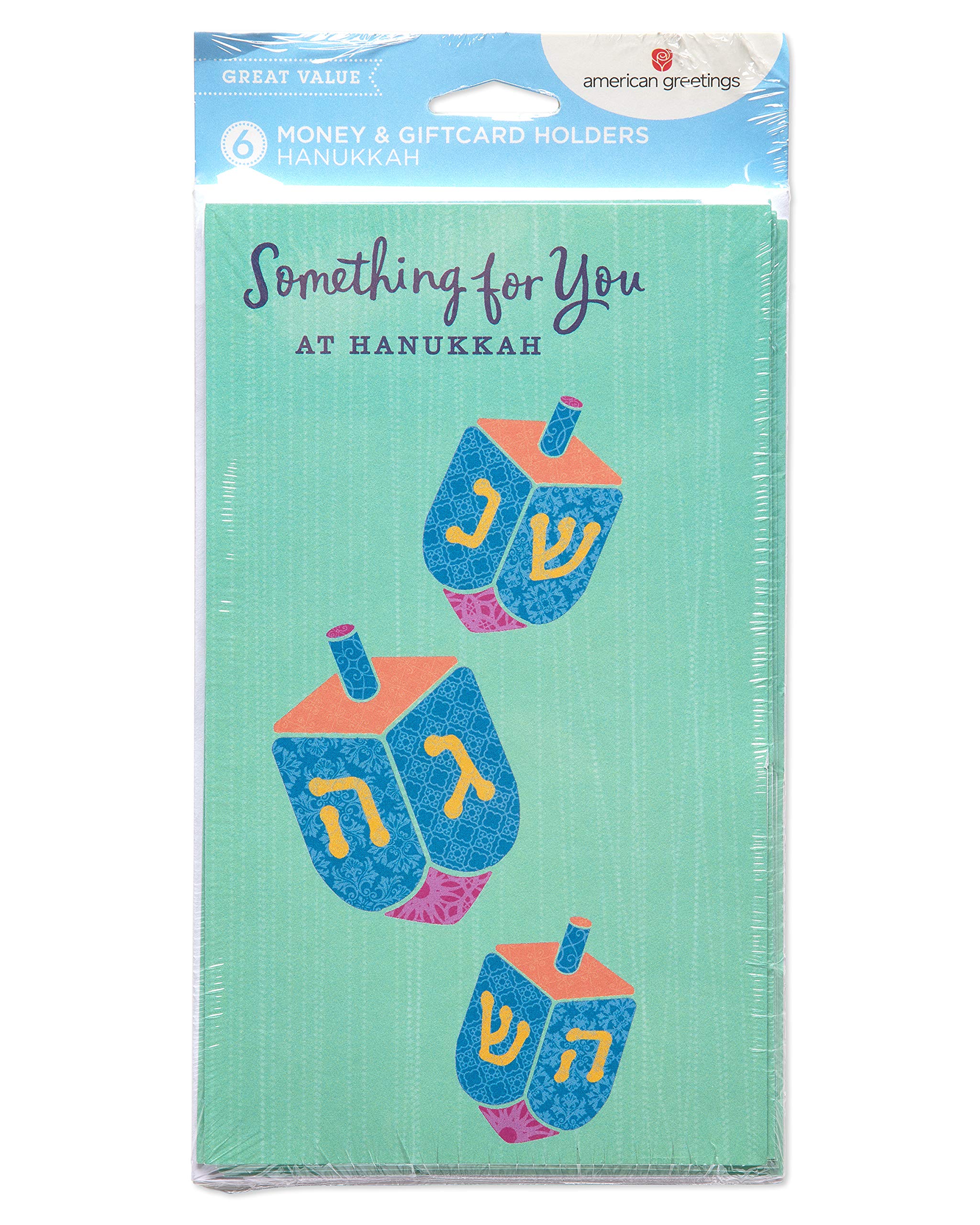 American Greetings Hanukkah Cards, Holiday Money and Gift Card Holder Cards, Dreidels (6-Count) - Image 5