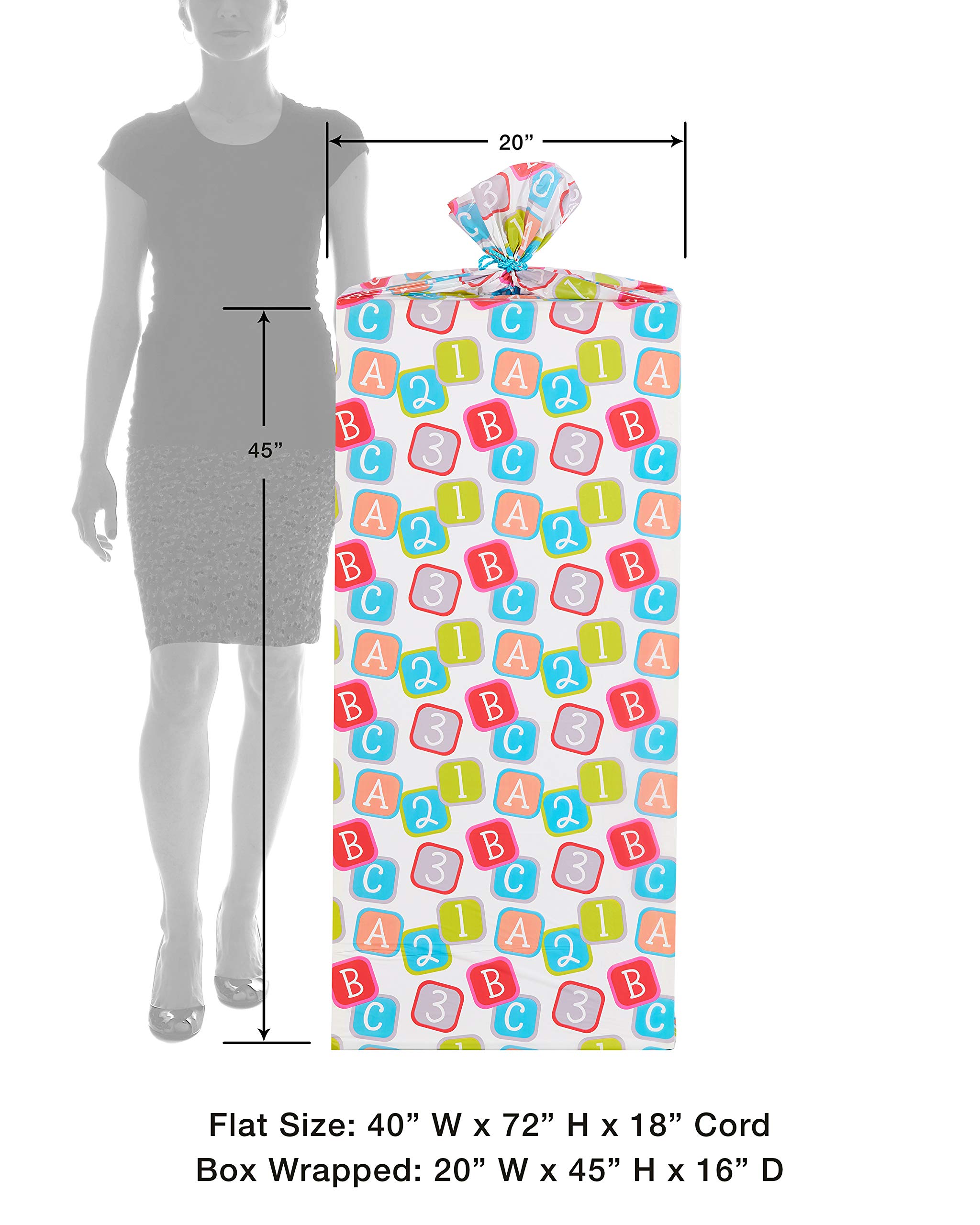 American Greetings Jumbo Plastic Gift Bag for Baby Shower, Baby Blocks (1 Bag, 6 ft. x 3.33 ft.) - Image 3