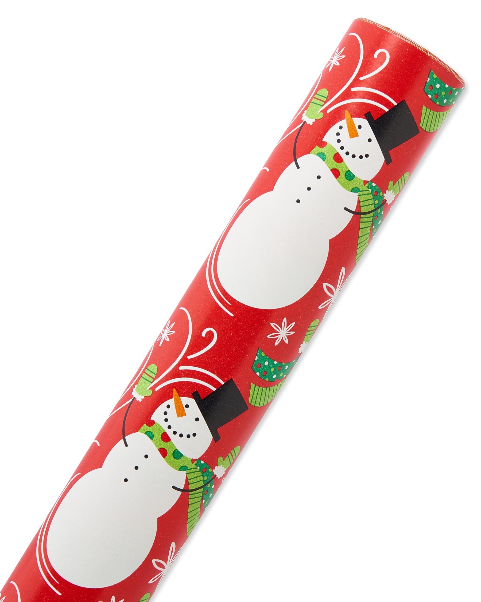 American Greetings Jumbo Reversible Christmas Wrapping Paper Roll, Red and White Holiday Gift Wrap (175 sq. ft., 1 Extra Large Roll-30 in. x 70 ft.) Plaid and Snowmen - Image 4