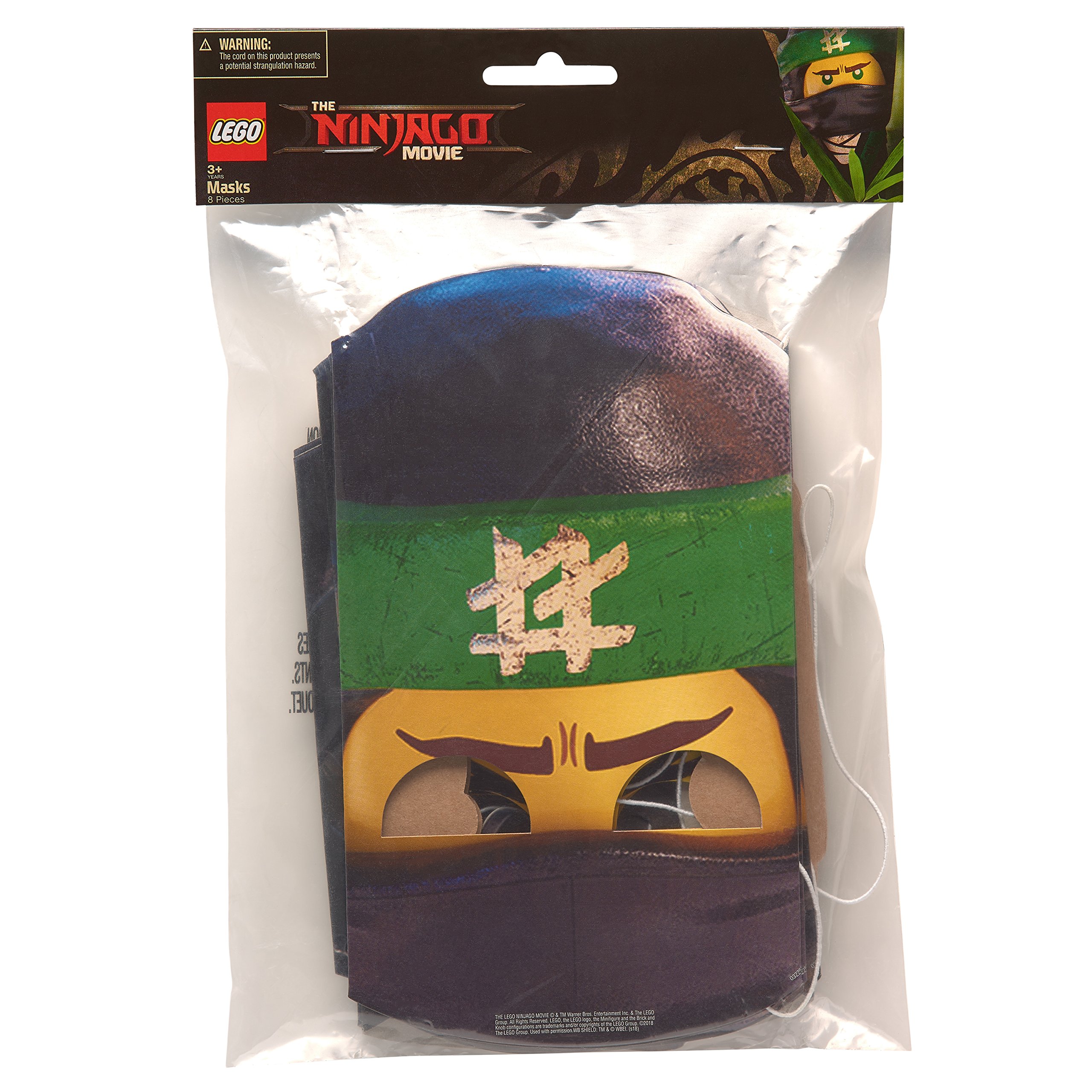 American Greetings Lego Ninjago Paper Masks, 8-Count, Multicolored - Image 2
