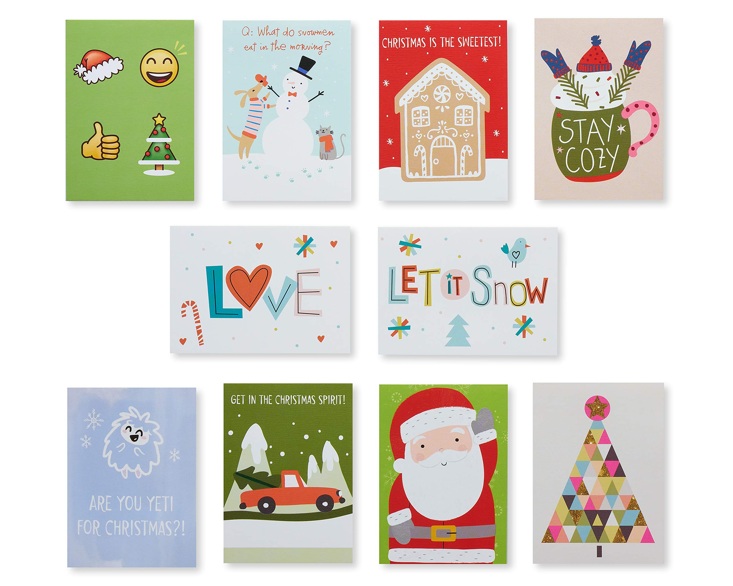 American Greetings Mini Christmas Cards for Kids Lunch Boxes, Holiday Cheer (40-Count) - Image 3