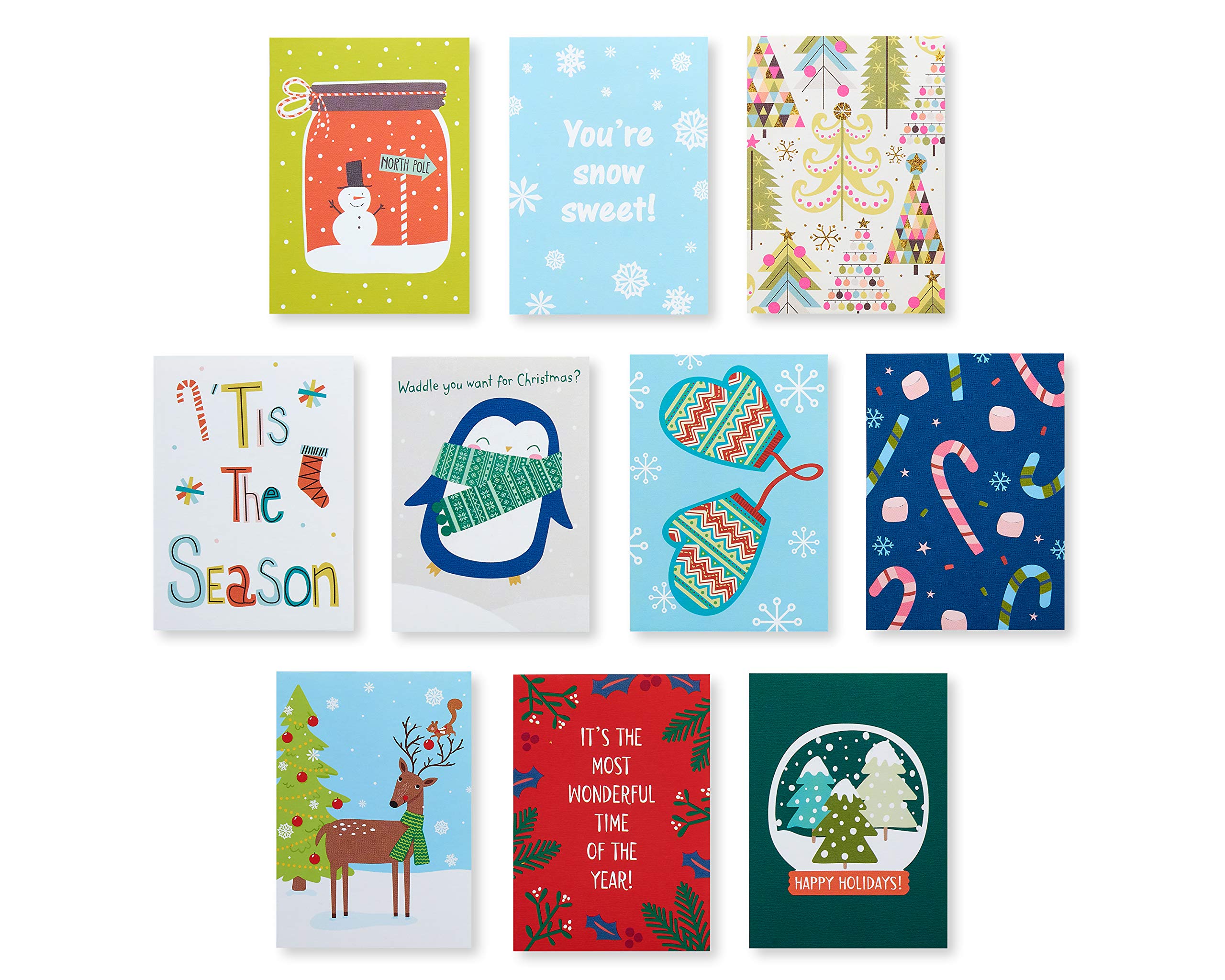 American Greetings Mini Christmas Cards for Kids Lunch Boxes, Holiday Cheer (40-Count) - Image 6