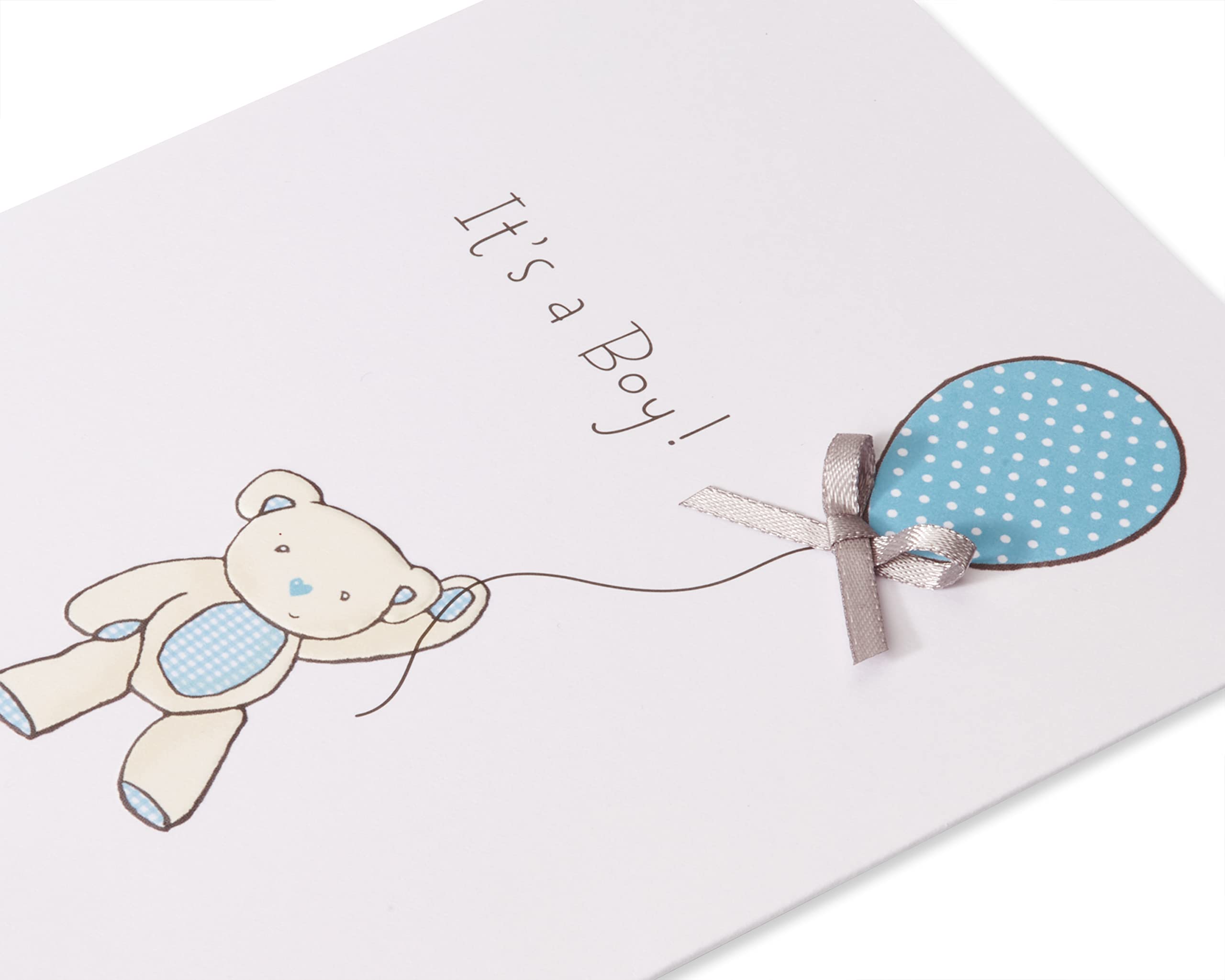 American Greetings New Baby Boy Card (Bear with Balloon) - Image 4