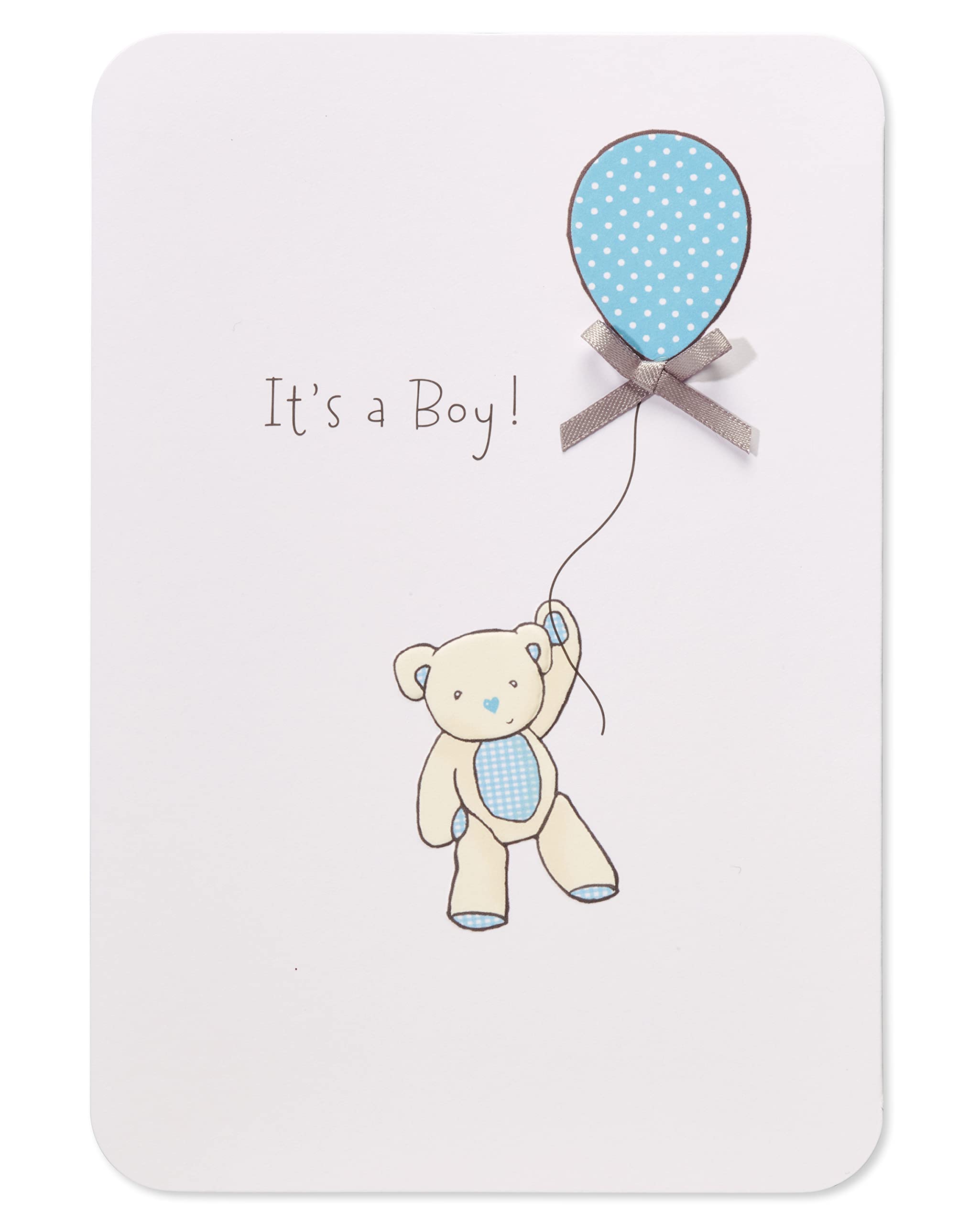 American Greetings New Baby Boy Card (Bear with Balloon) - Image 5