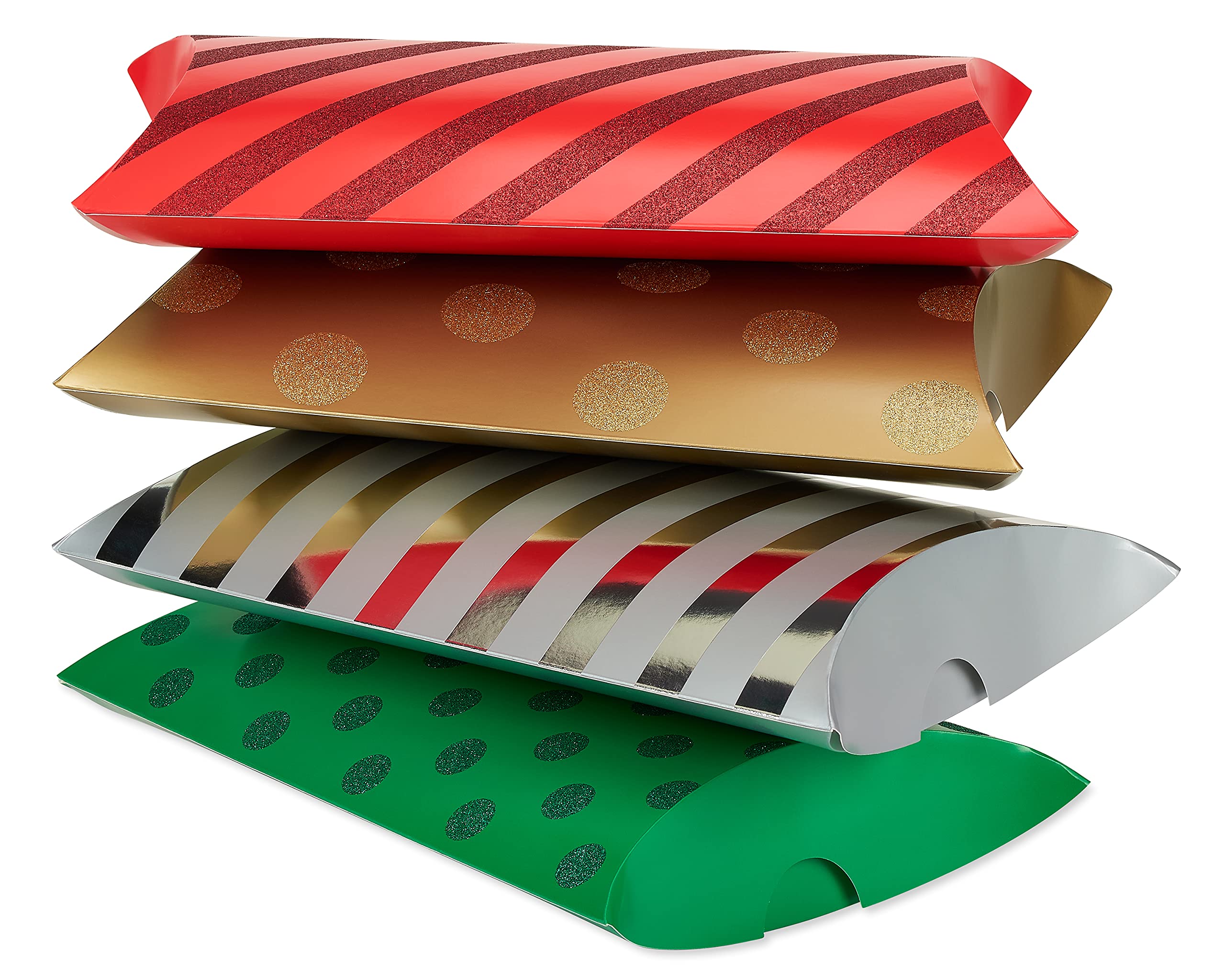 American Greetings Pillow Gift Boxes, Multicolored Polka Dots and Stripes (4 Boxes)