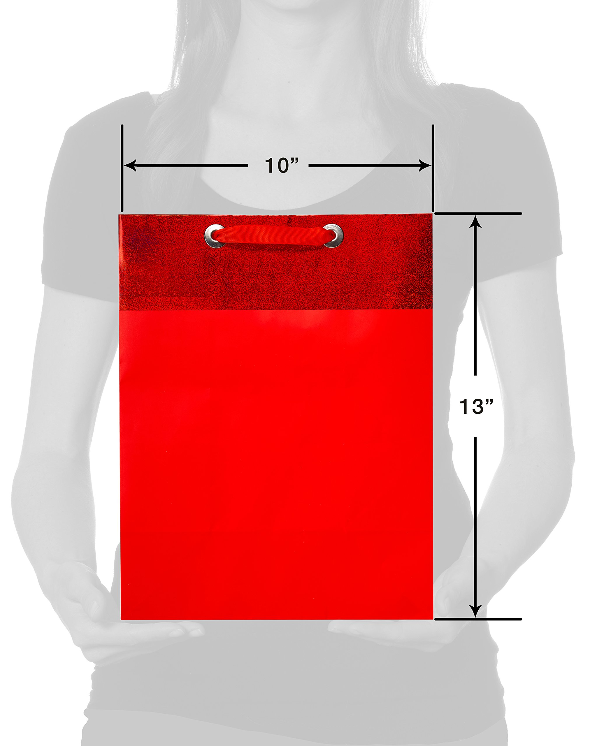 American Greetings Red Gift Bags with Tissue Paper (4 Bags, 2 Large 13", 2 Medium 10" Bag, 15-Sheets) - Image 5