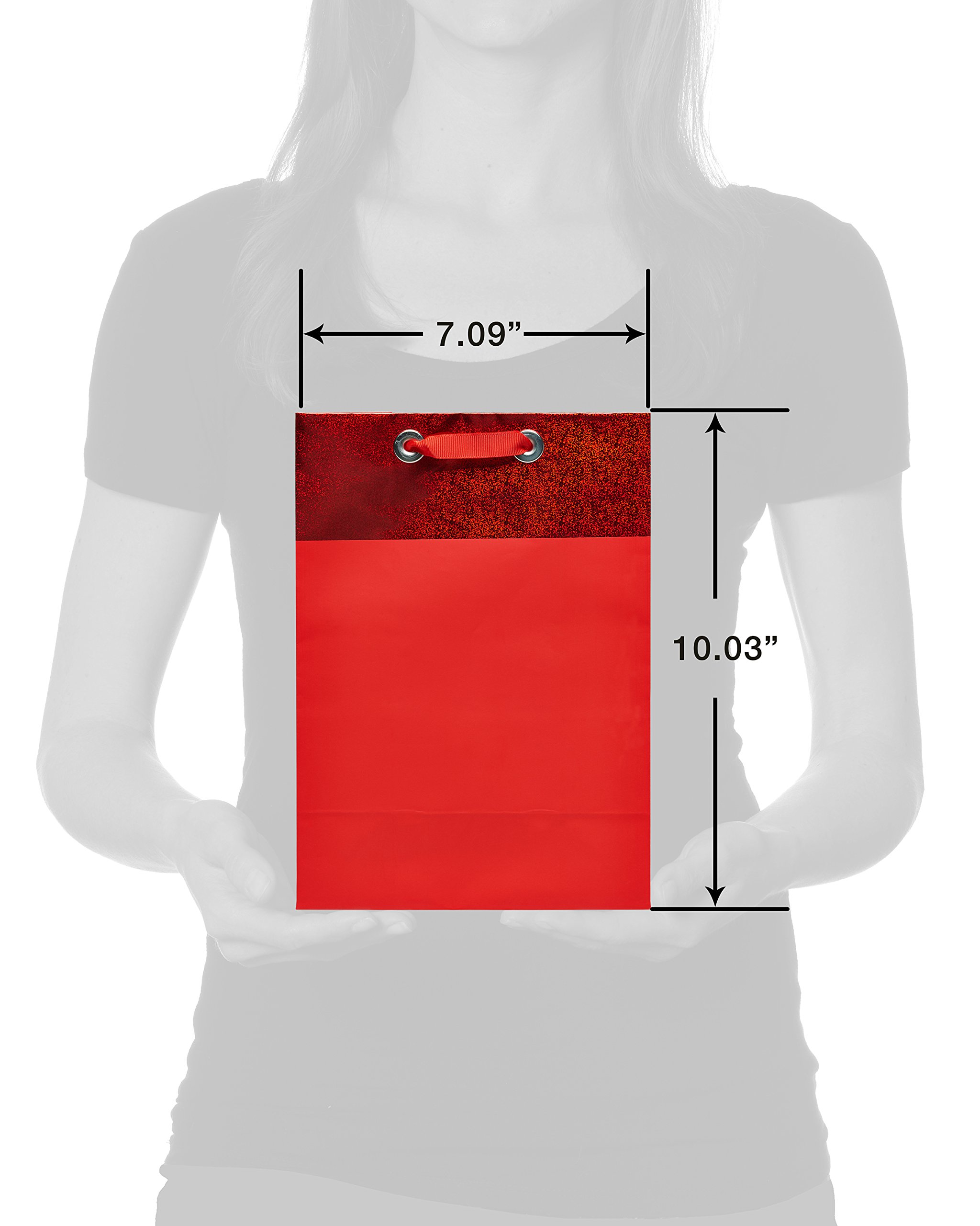 American Greetings Red Gift Bags with Tissue Paper (4 Bags, 2 Large 13", 2 Medium 10" Bag, 15-Sheets) - Image 6