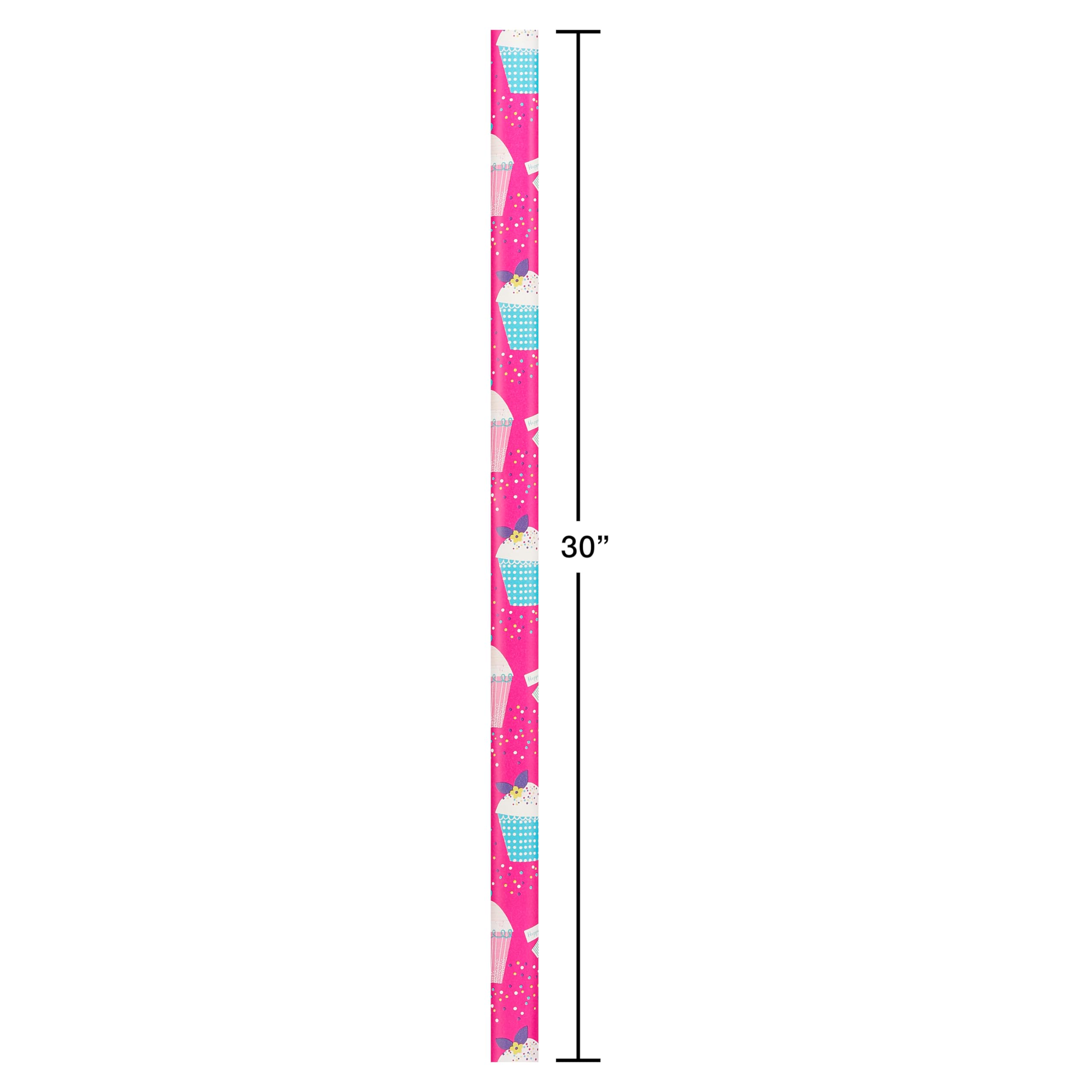 American Greetings Reversible Birthday Wrapping Paper, Floral, Cupcakes, and Polka Dots (4 Rolls, 120 sq. ft) - Image 7